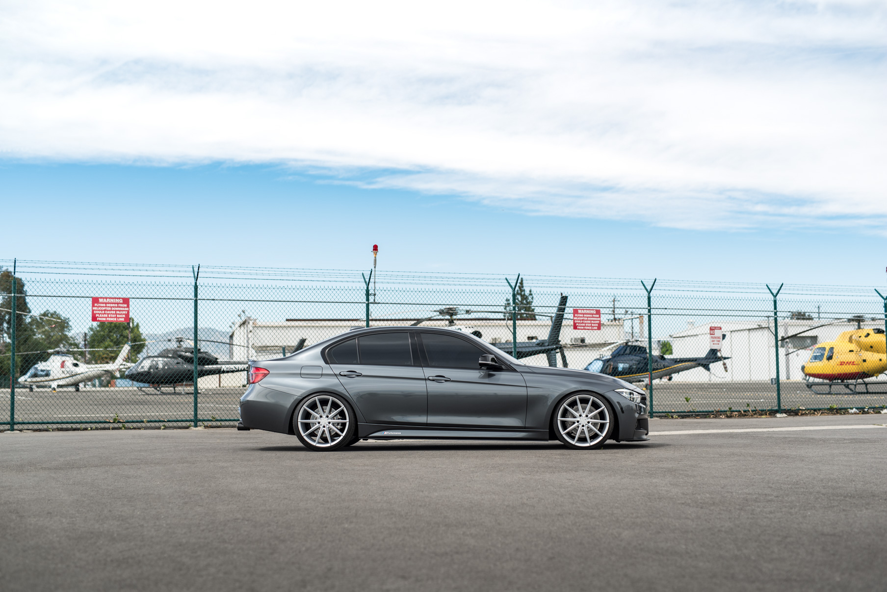 A 2014 BMW 340i on 20 Inch Blaque Diamond BD-11 Frozen Silver Wheels