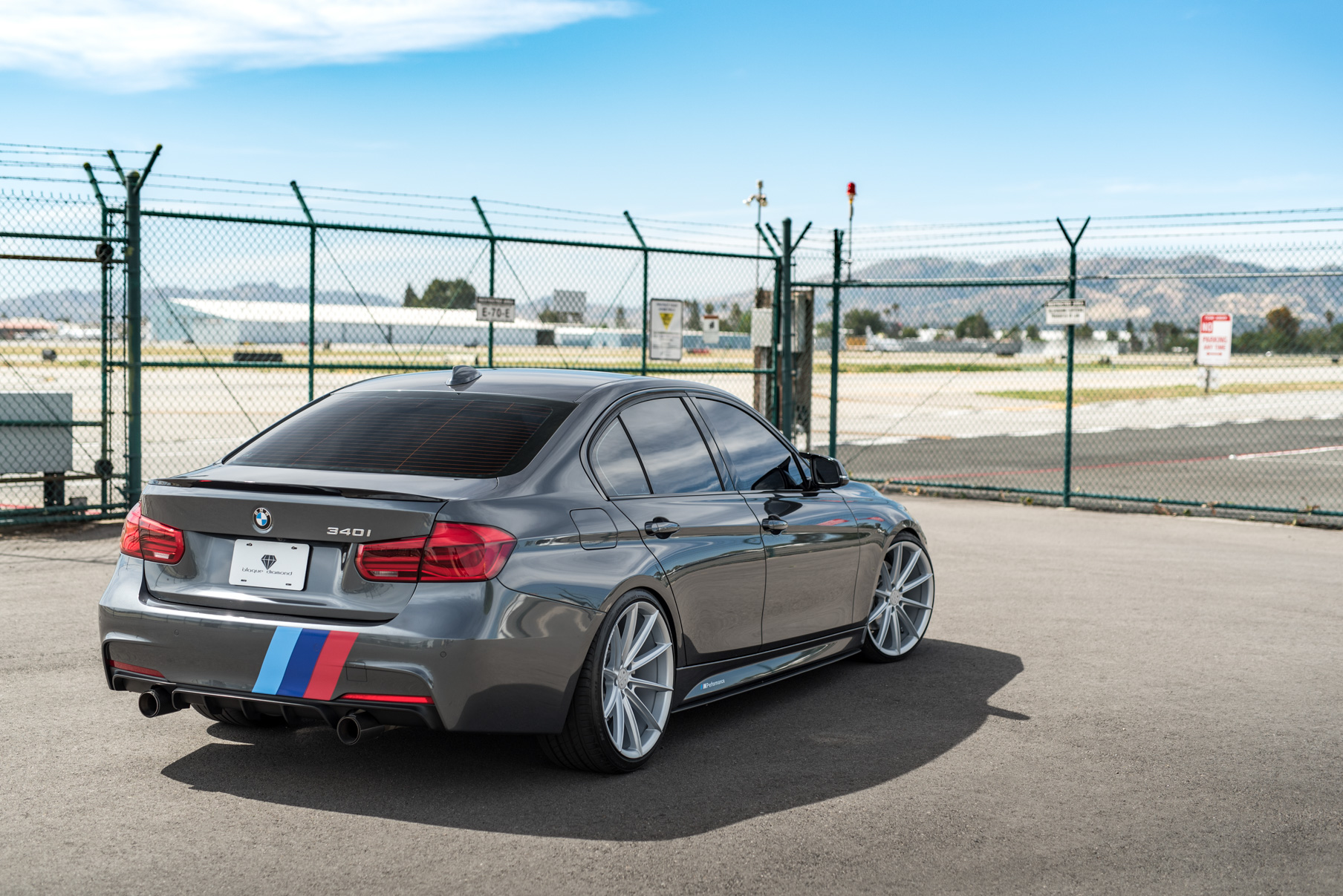 A 2014 BMW 340i on 20 Inch Blaque Diamond BD-11 Frozen Silver Wheels