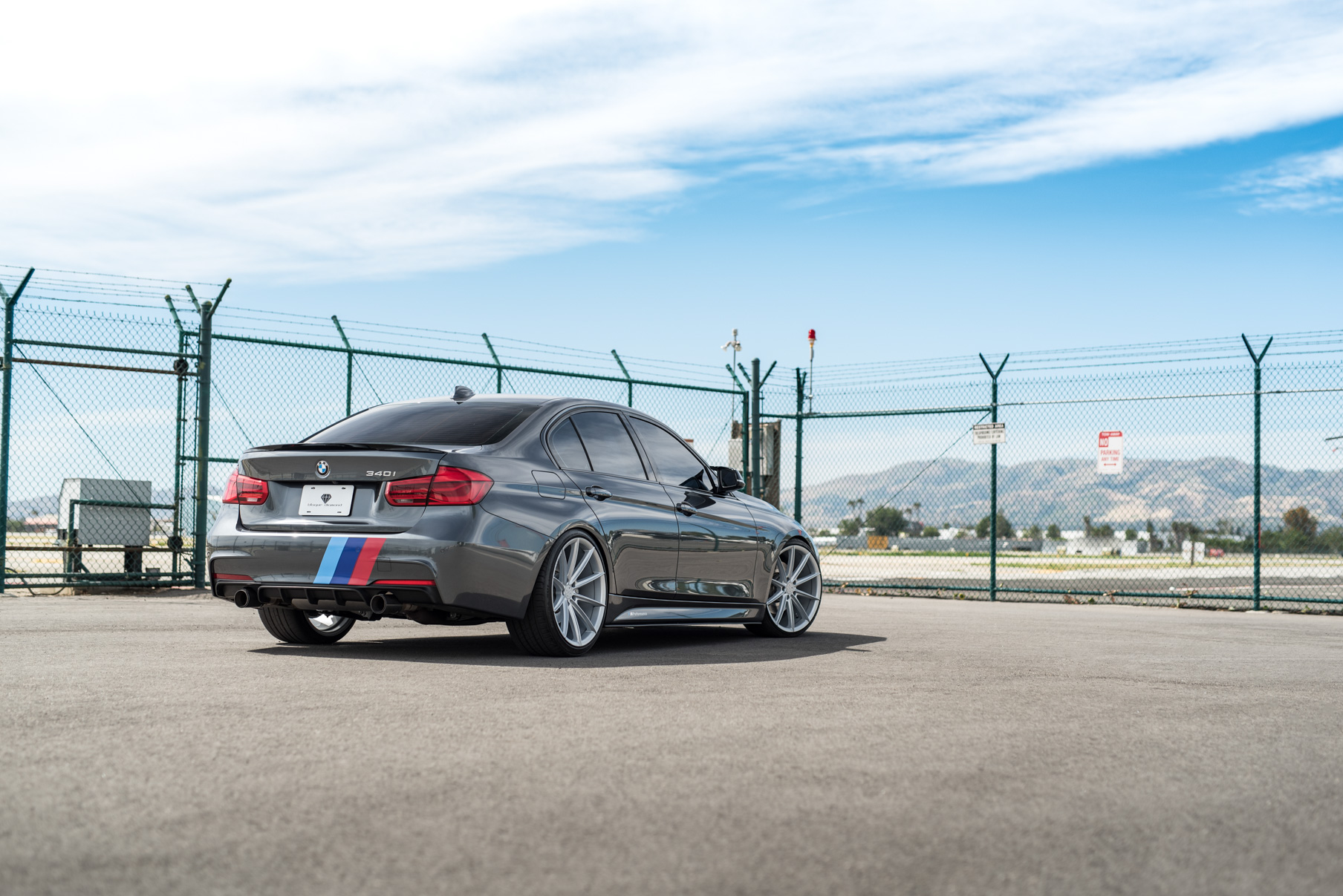 A 2014 BMW 340i on 20 Inch Blaque Diamond BD-11 Frozen Silver Wheels