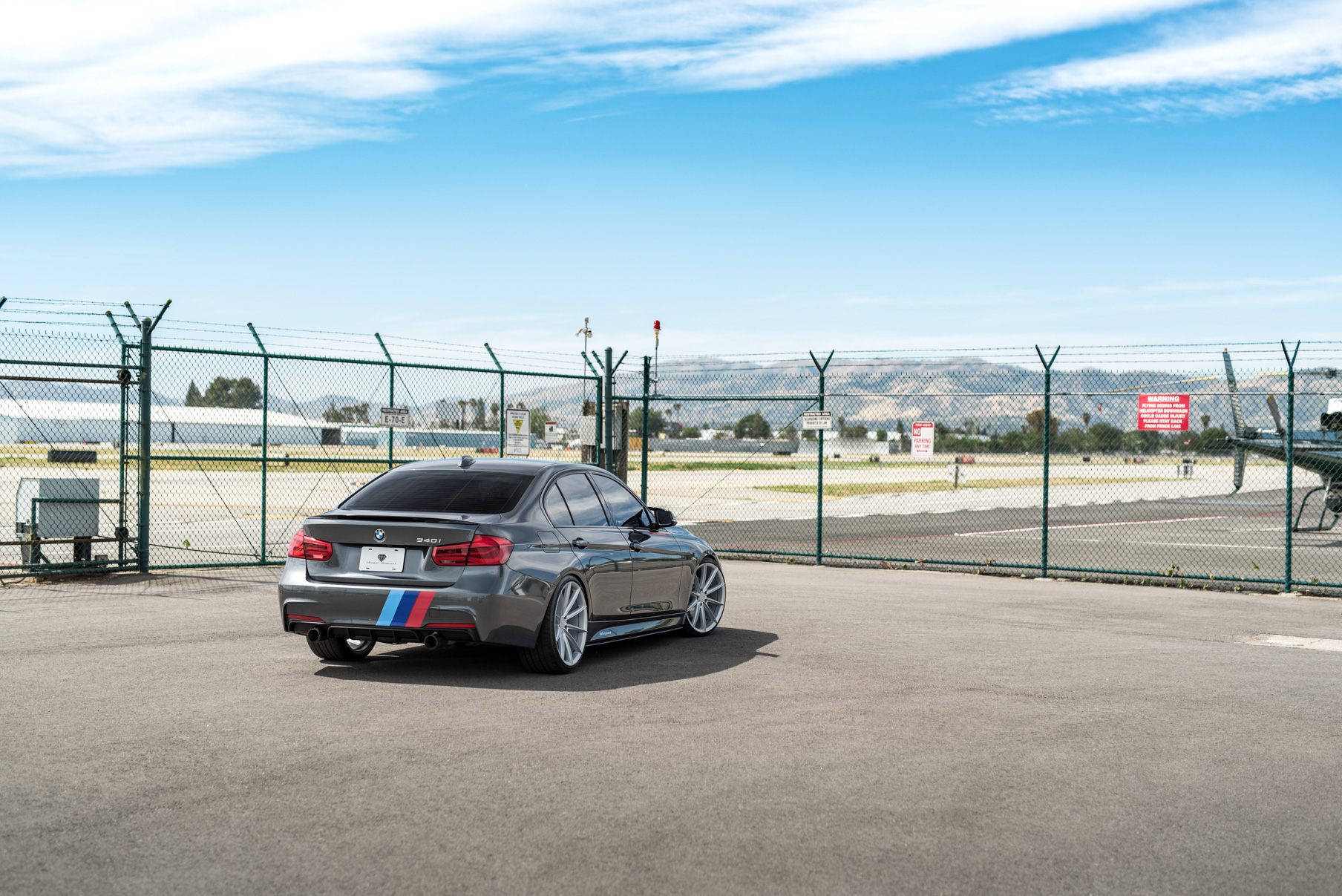 A 2014 BMW 340i on 20 Inch Blaque Diamond BD-11 Frozen Silver Wheels