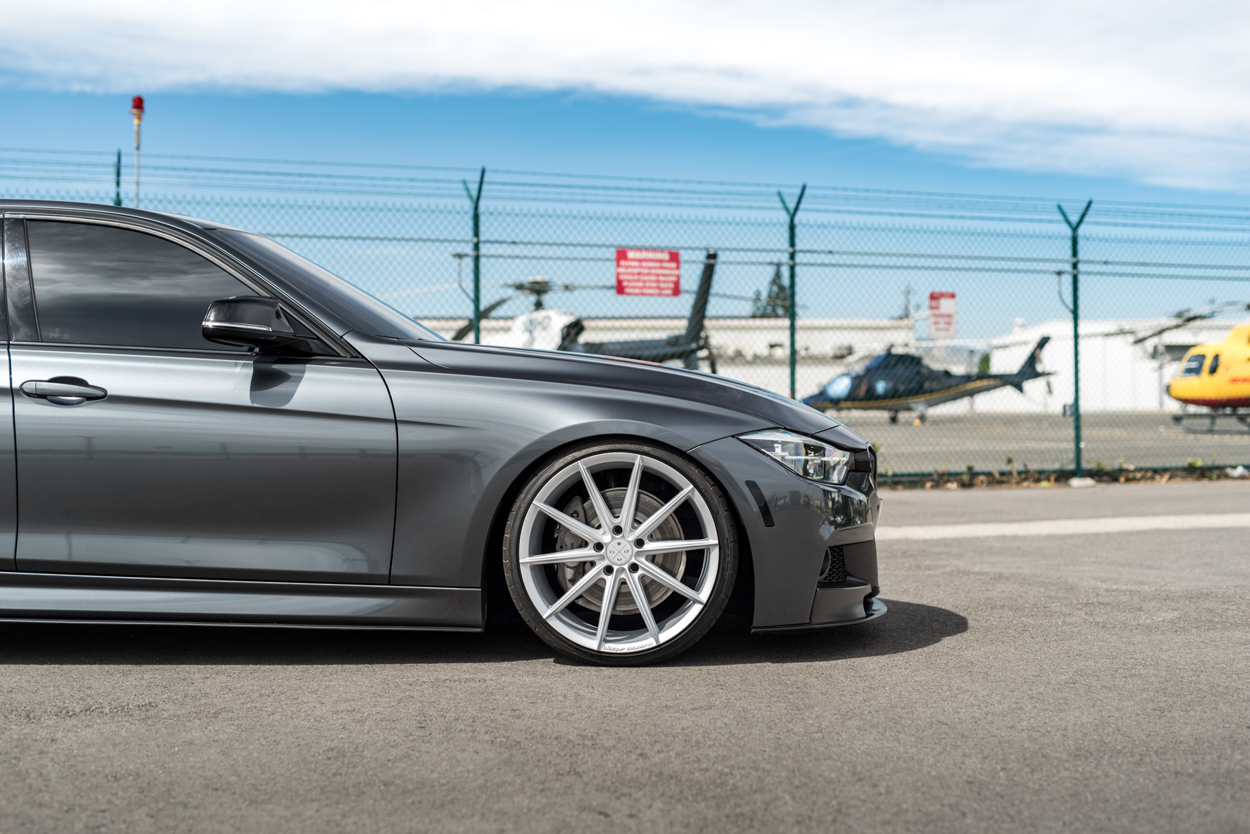 A 2014 BMW 340i on 20 Inch Blaque Diamond BD-11 Frozen Silver Wheels