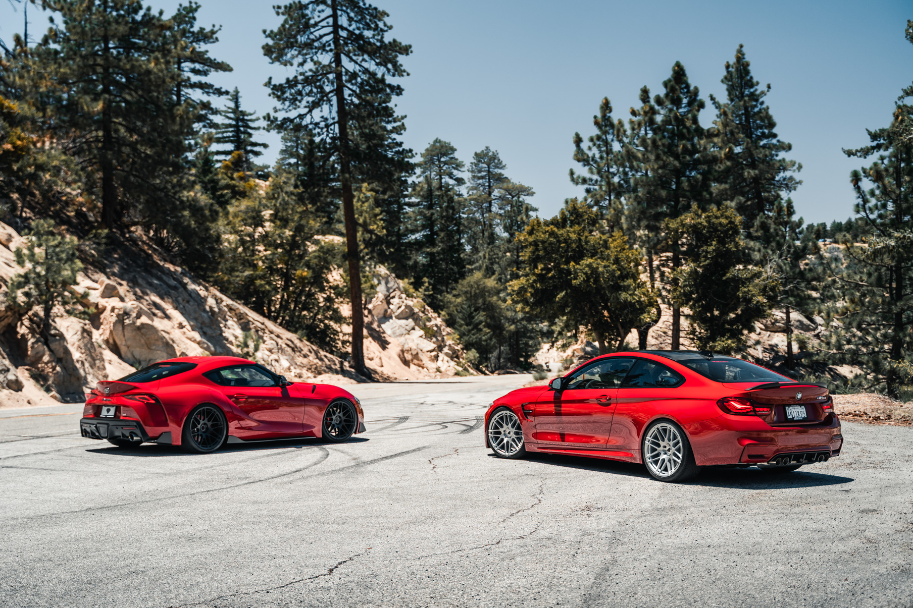 A 2020 BMW M4 CS On BD-F12 Silver Wheels vs 2020 Toyota Supra Launch Edition on BD-F12 Gloss Black Wheels