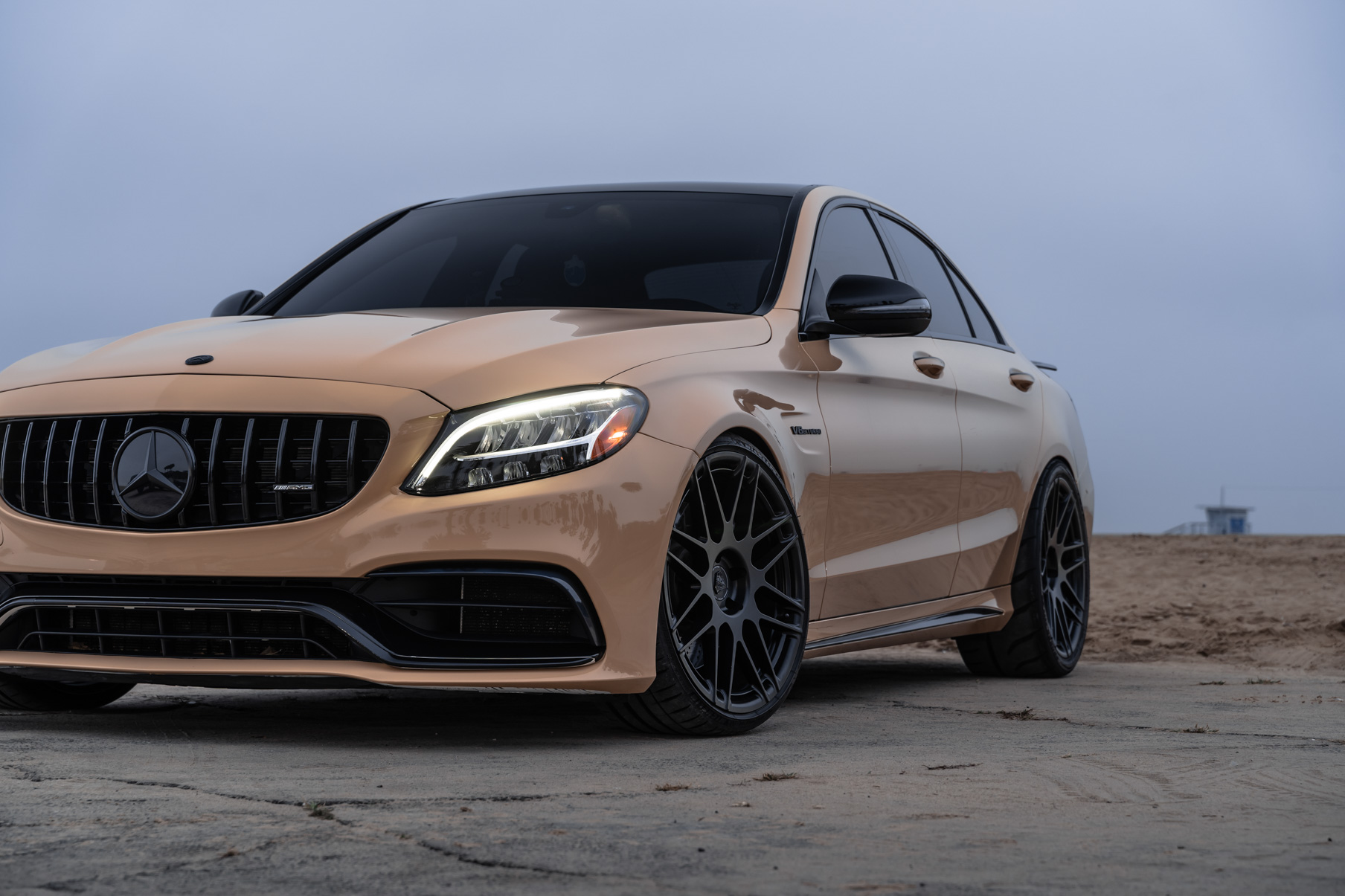 A 2020 Mercedes-Benz C63 AMG on 20 Inch Blaque Diamond BD-F12 Satin Black Wheels