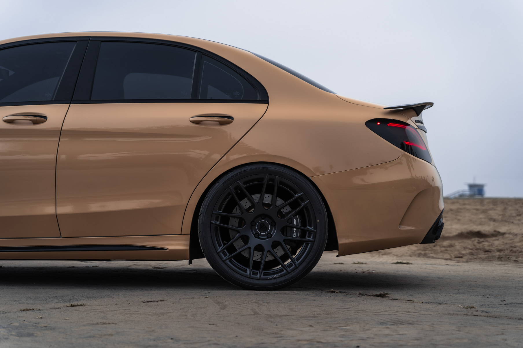 A 2020 Mercedes-Benz C63 AMG on 20 Inch Blaque Diamond BD-F12 Satin Black Wheels