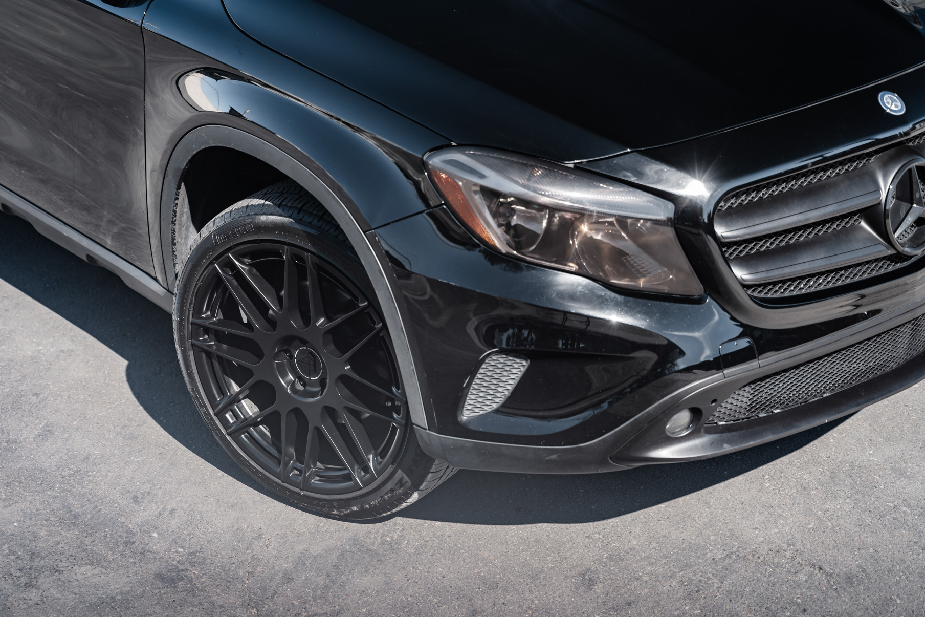 A 2017 Mercedes-Benz GLA250 on Blaque Diamond BD-F12 Satin Black Wheels