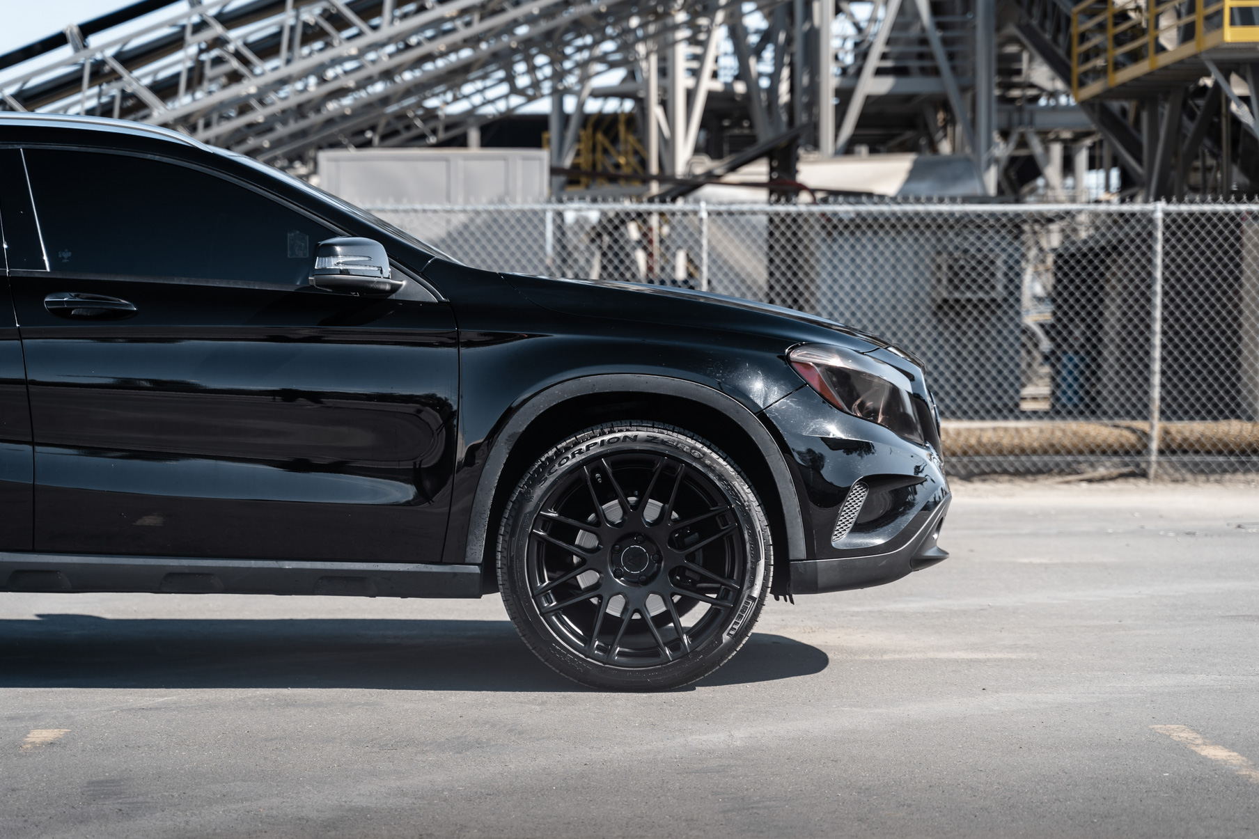 A 2017 Mercedes-Benz GLA250 on Blaque Diamond BD-F12 Satin Black Wheels