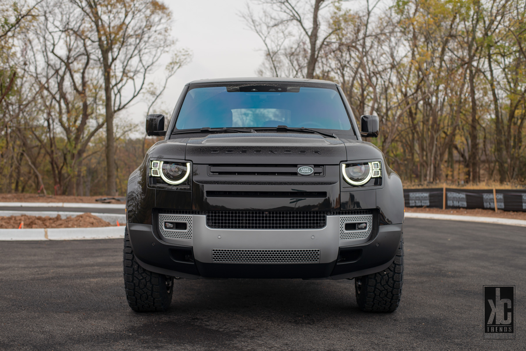 A 2020 Land Rover Defender on 20 Inch Blaque Diamond Satin Black Wheels