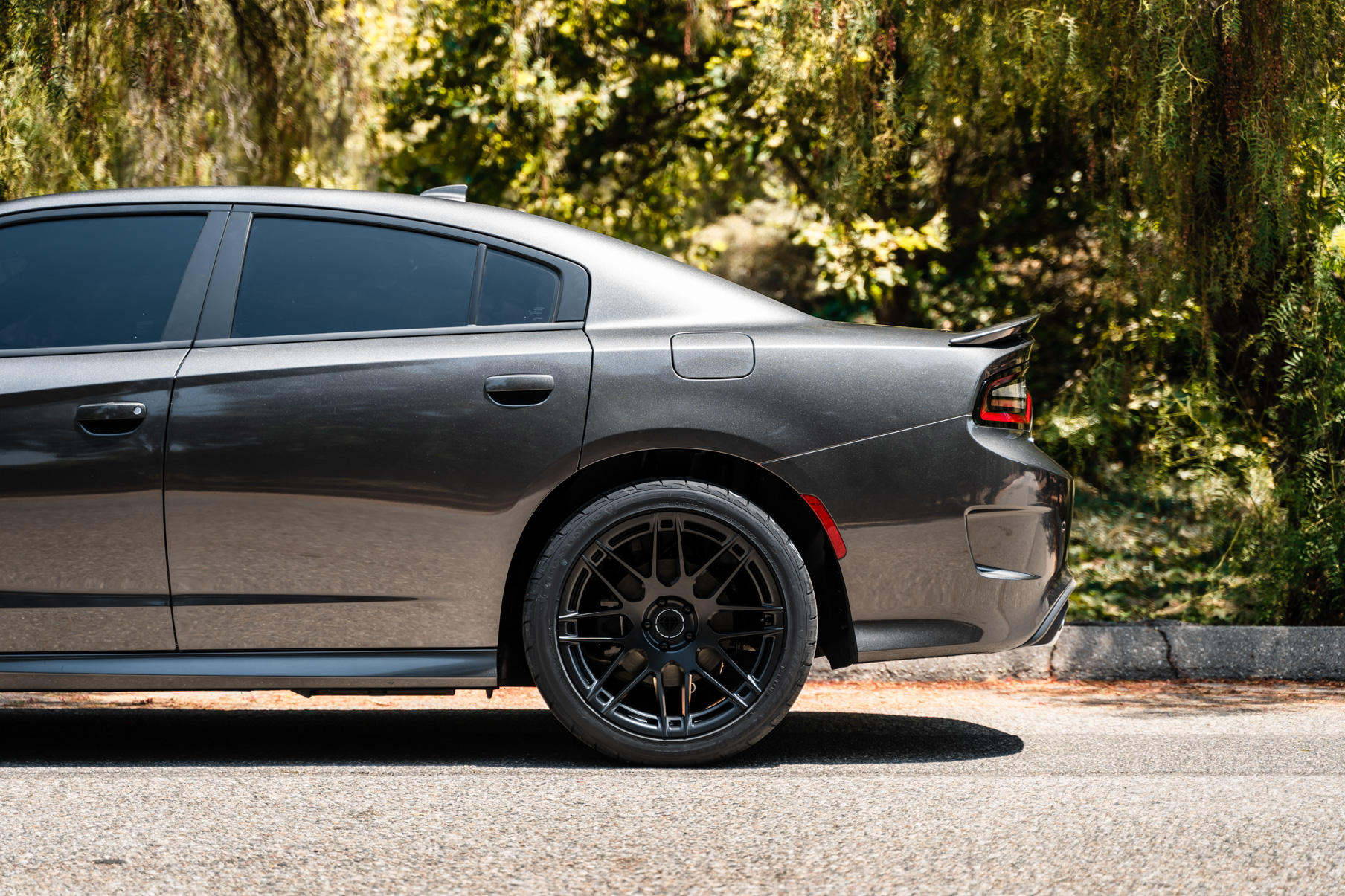 A 2019 Dodge Charger GT on 20 Inch Blaque Diamond BD-F12 Satin Black Wheels