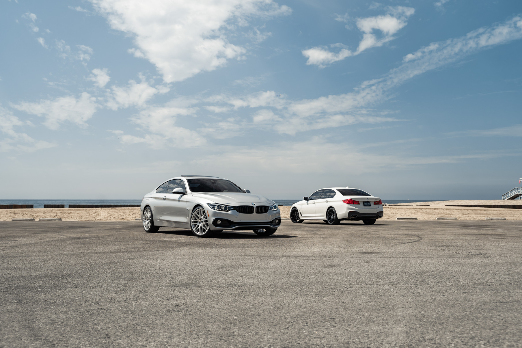 A 2020 BMW 430i on 20 Inch Blaque Diamond BD-F12 Brushed Silver Wheels