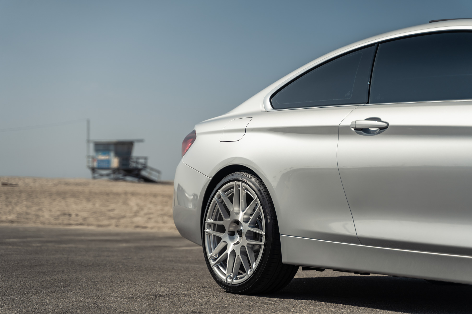 A 2020 BMW 430i on 20 Inch Blaque Diamond BD-F12 Brushed Silver Wheels