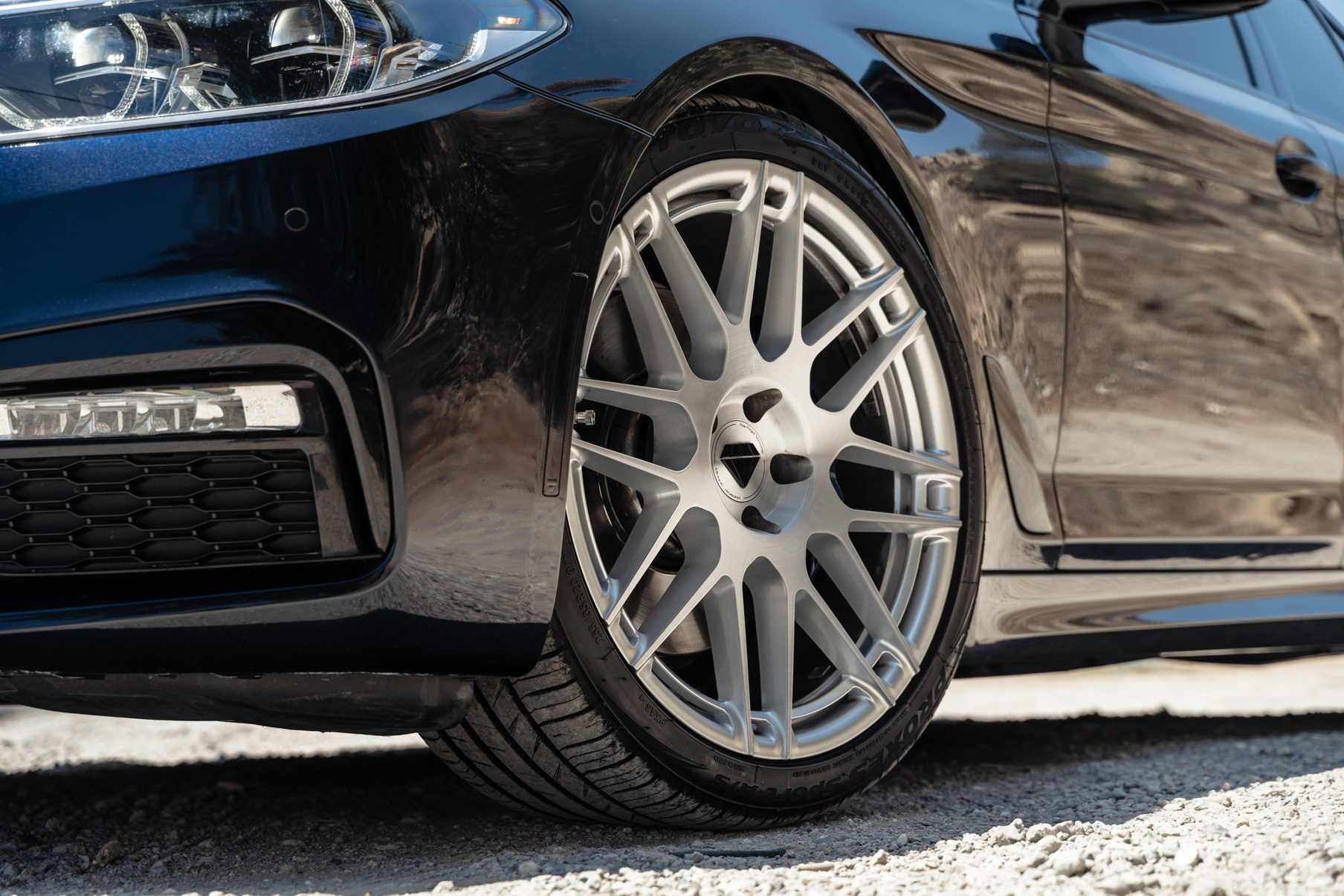 A 2017 BMW 530i M Sport on Blaque Diamond BD-F12 Brushed Silver Wheels