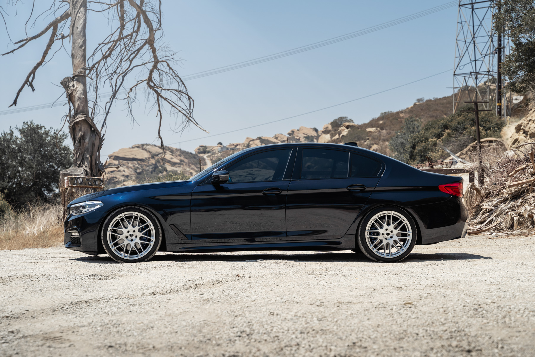 A 2017 BMW 530i M Sport on Blaque Diamond BD-F12 Brushed Silver Wheels