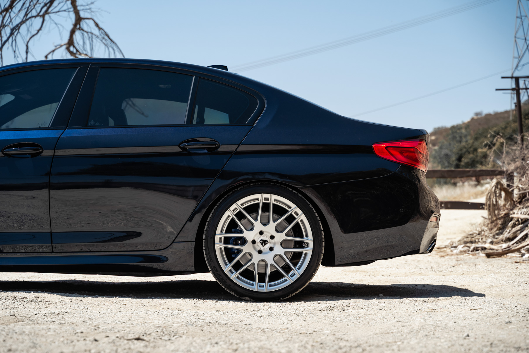 A 2017 BMW 530i M Sport on Blaque Diamond BD-F12 Brushed Silver Wheels