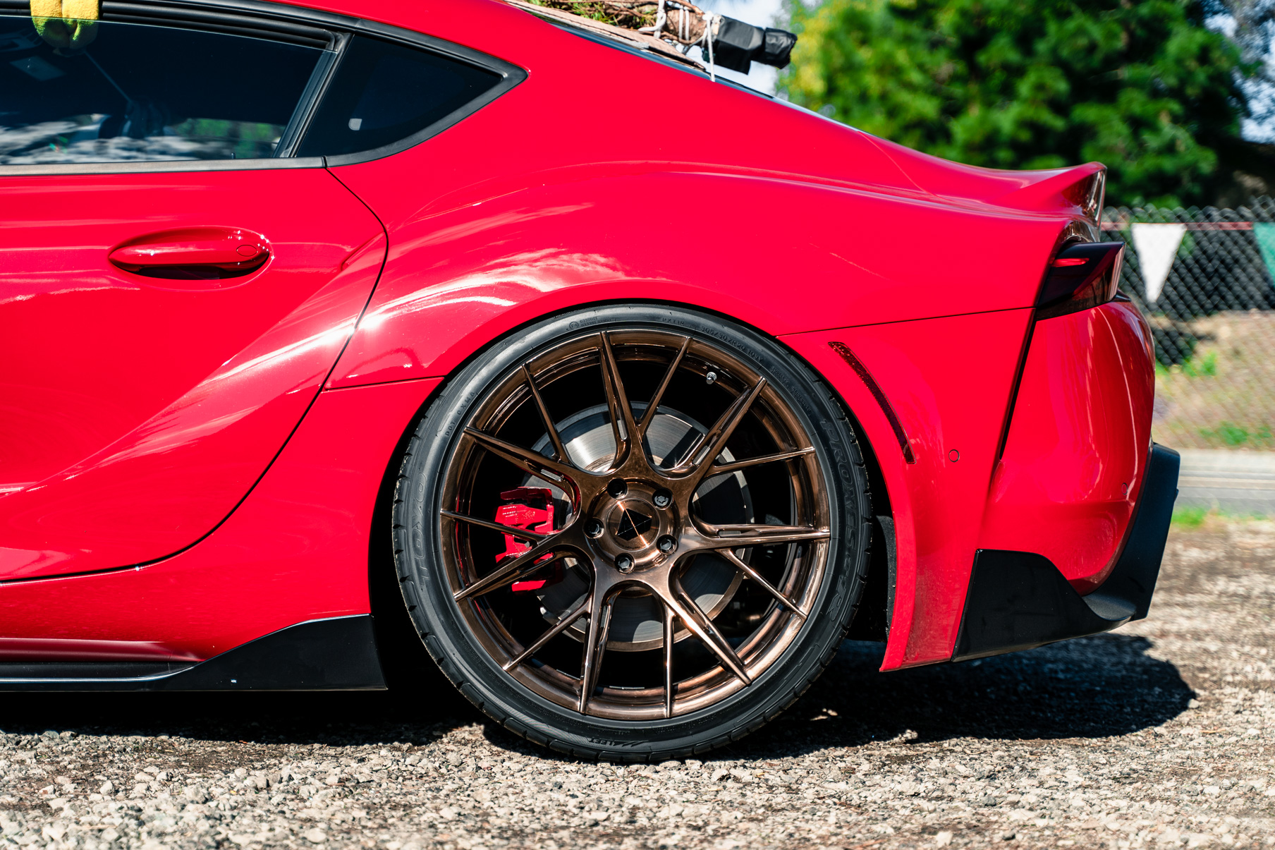A 2020 Toyota Supra on 20 Inch Blaque Diamond BD-F18 Polished Liquid Bronze Wheels