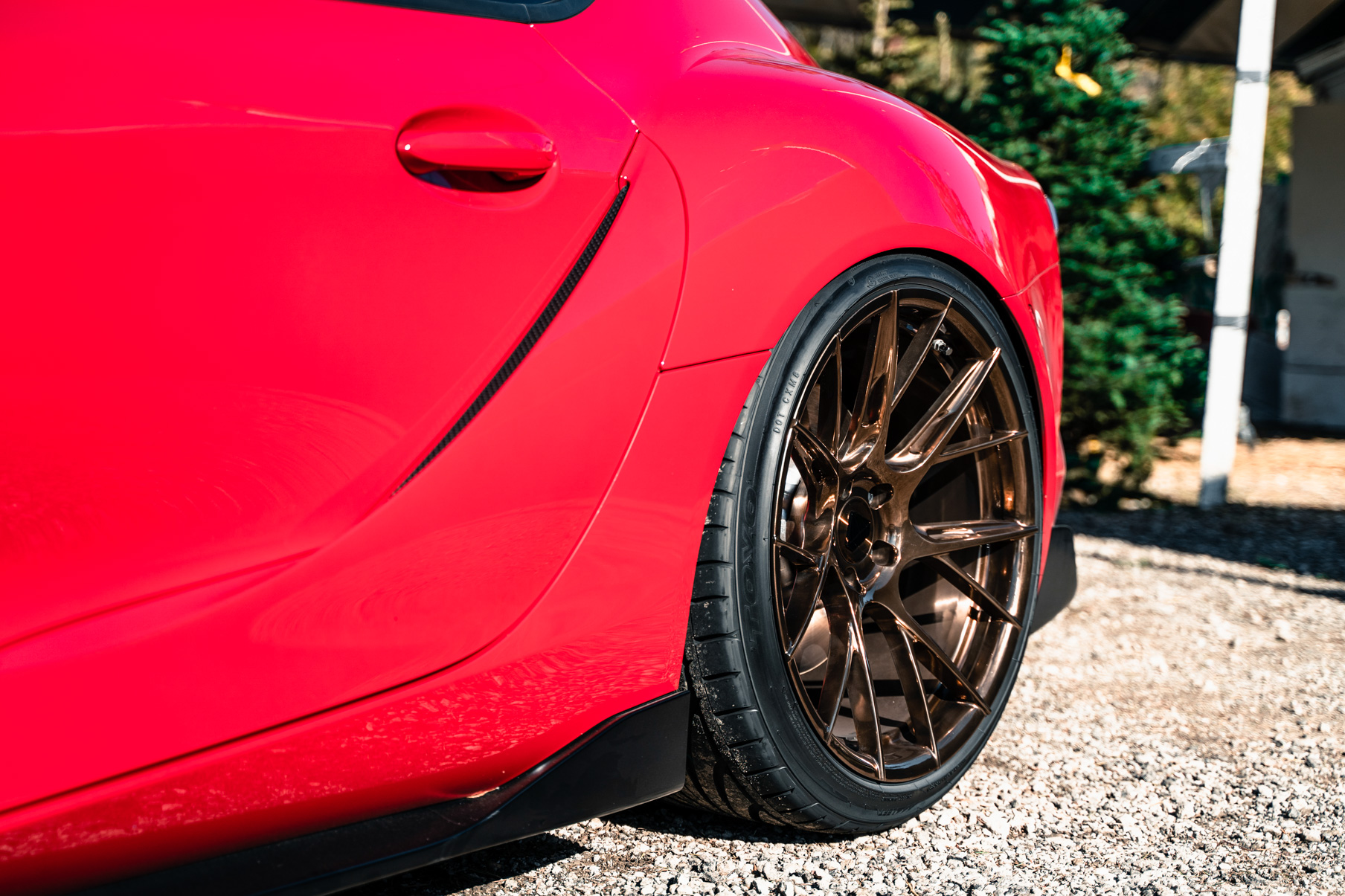 A 2020 Toyota Supra on 20 Inch Blaque Diamond BD-F18 Polished Liquid Bronze Wheels