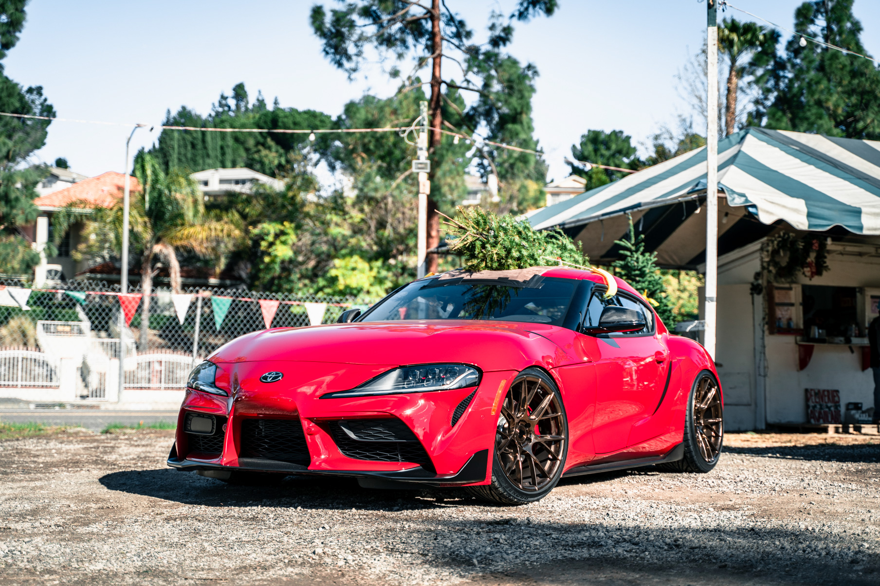 A 2020 Toyota Supra on 20 Inch Blaque Diamond BD-F18 Polished Liquid Bronze Wheels