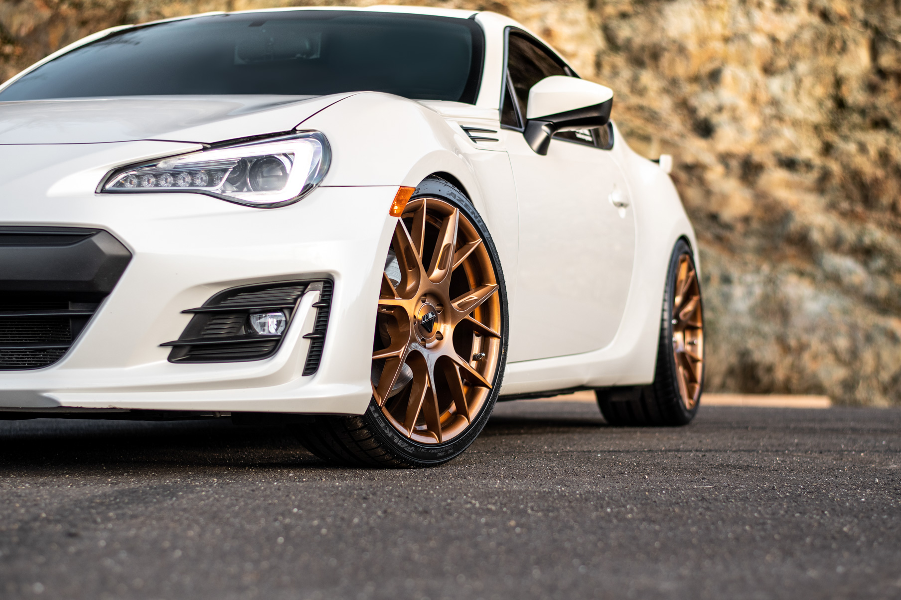 A 2018 Subaru BRZ on 19 Inch Blaque Diamond BD-F18 Bronze Wheels
