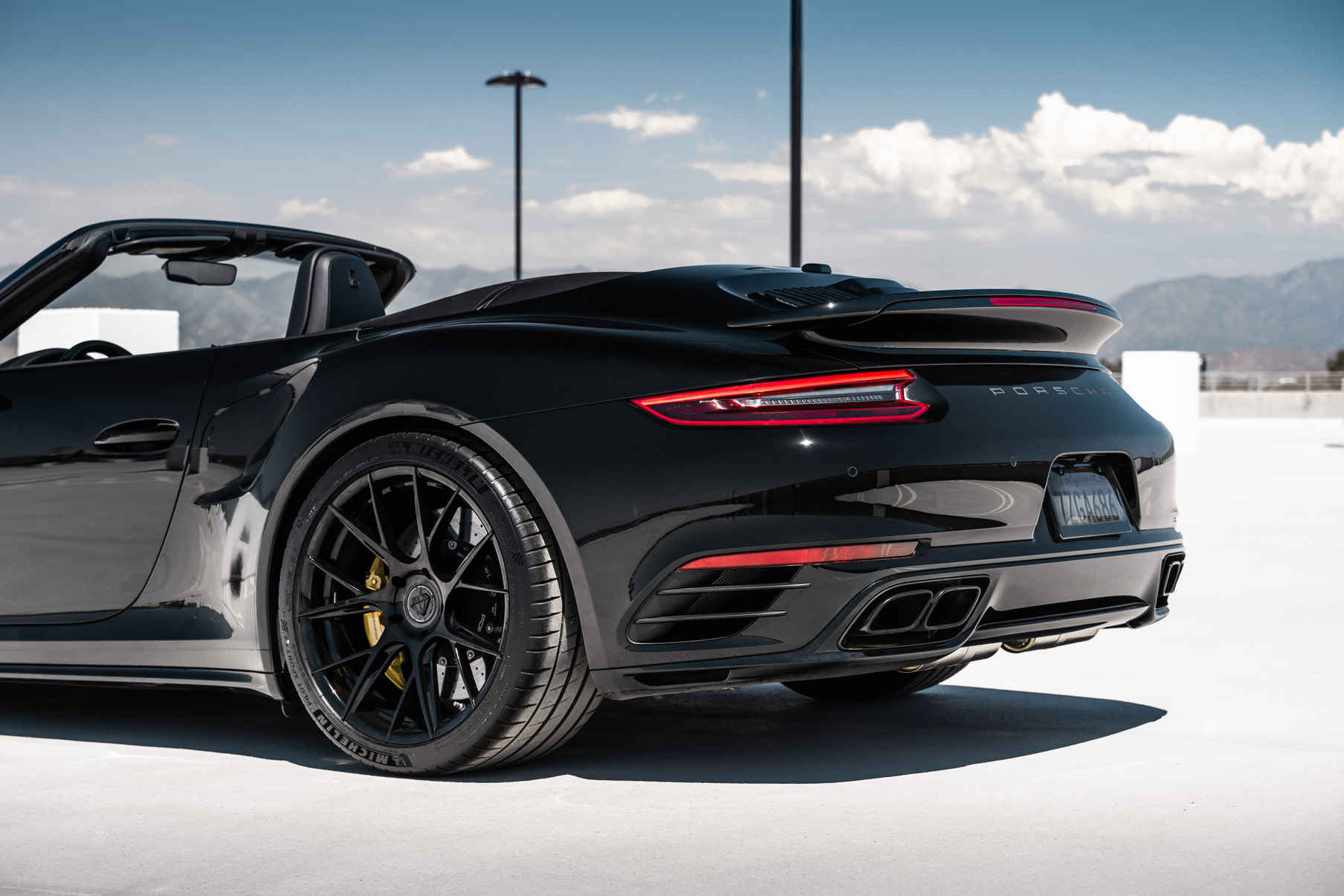A 2018 Porsche 911 Turbo S on Blaque Diamond BD-F18 Gloss Black Wheels