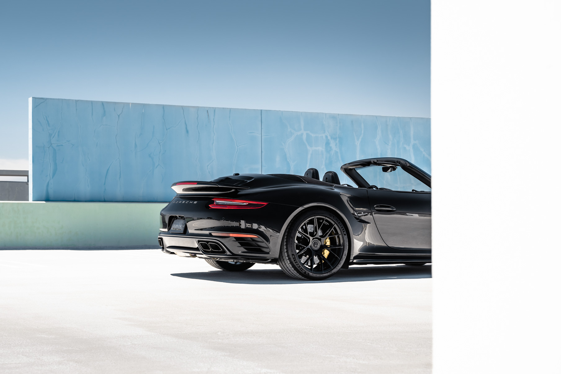 A 2018 Porsche 911 Turbo S on Blaque Diamond BD-F18 Gloss Black Wheels