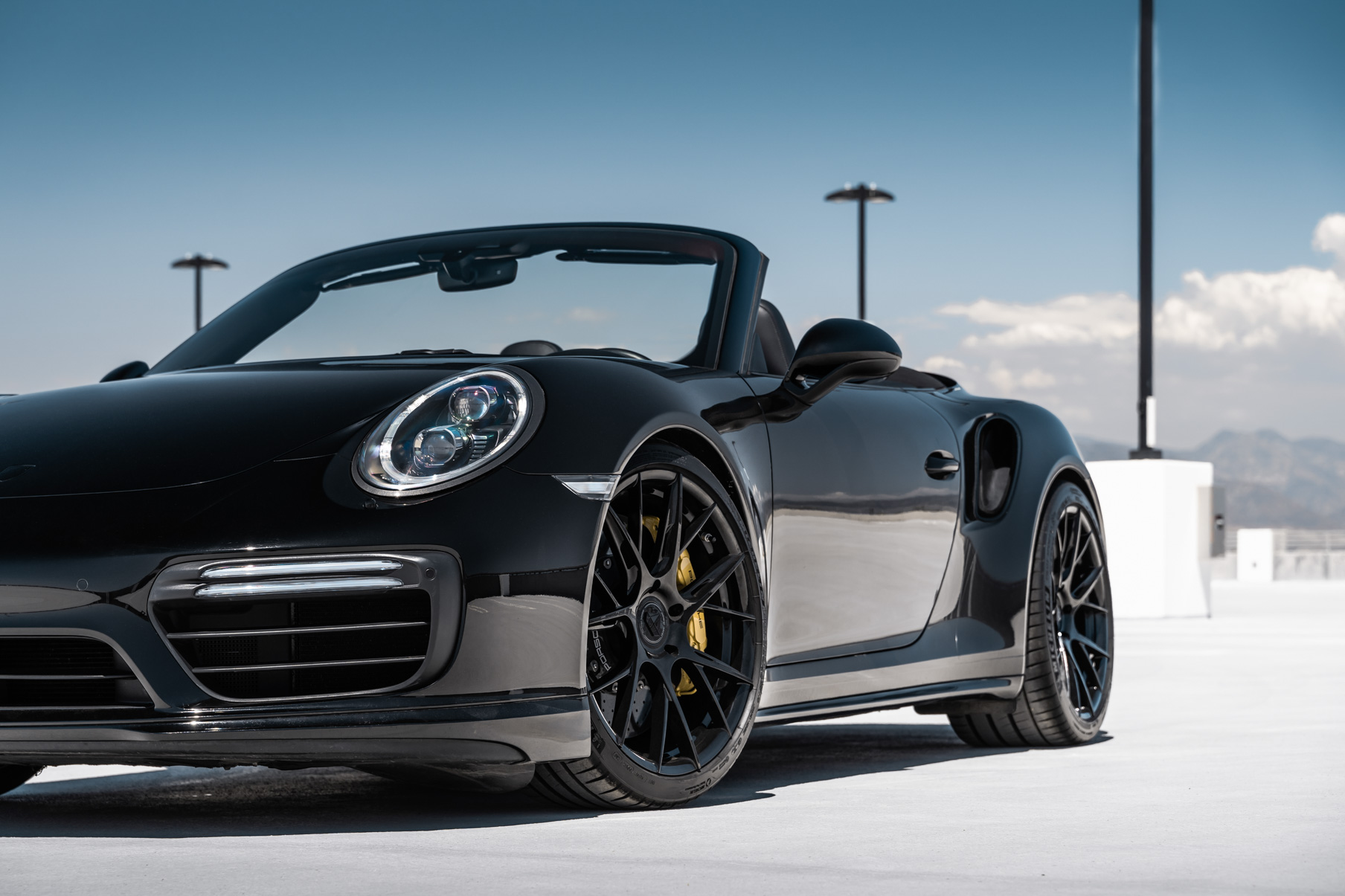 A 2018 Porsche 911 Turbo S on Blaque Diamond BD-F18 Gloss Black Wheels