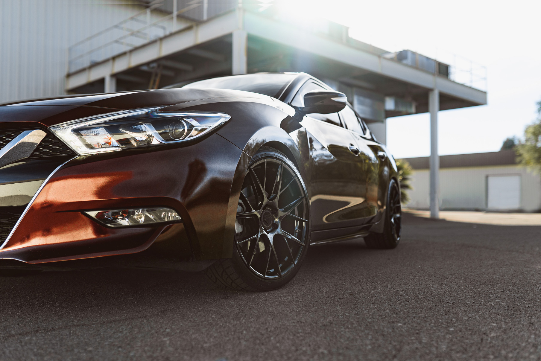 A 2017 Nissan Maxima on 20 Inch Blaque Diamond BD-F18 Gloss Black Wheels