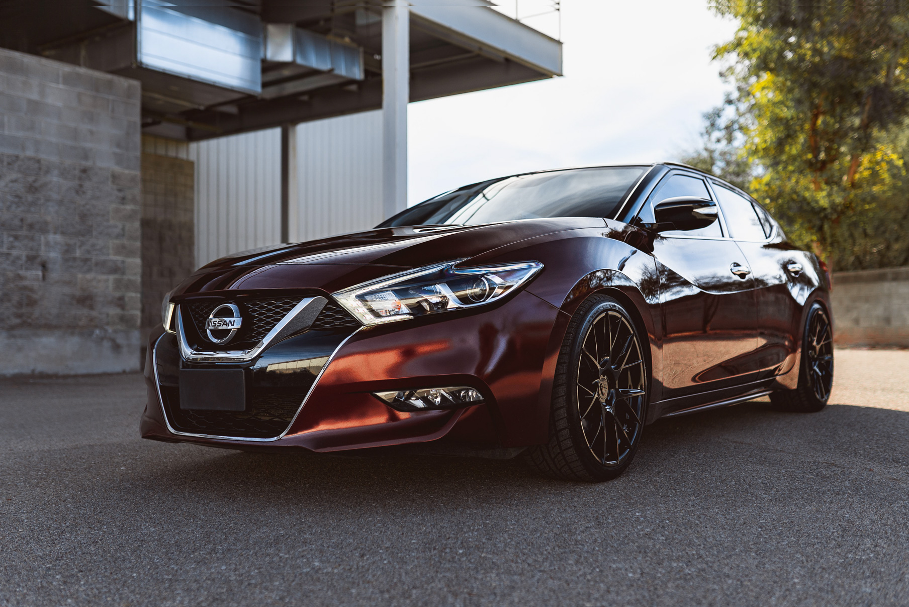 A 2017 Nissan Maxima on 20 Inch Blaque Diamond BD-F18 Gloss Black Wheels