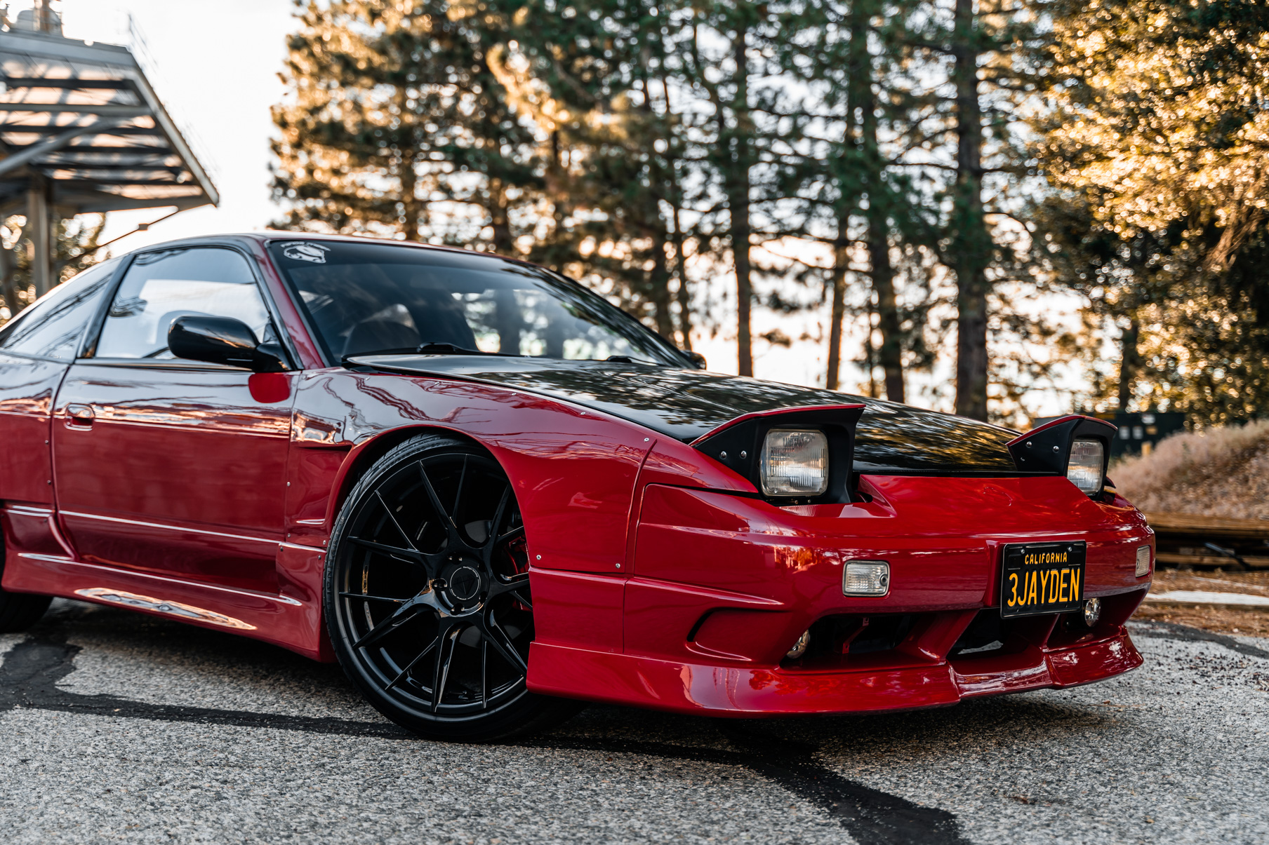 A 1991 Nissan 240SX on Blaque Diamond BD-F18 Gloss Black Wheels