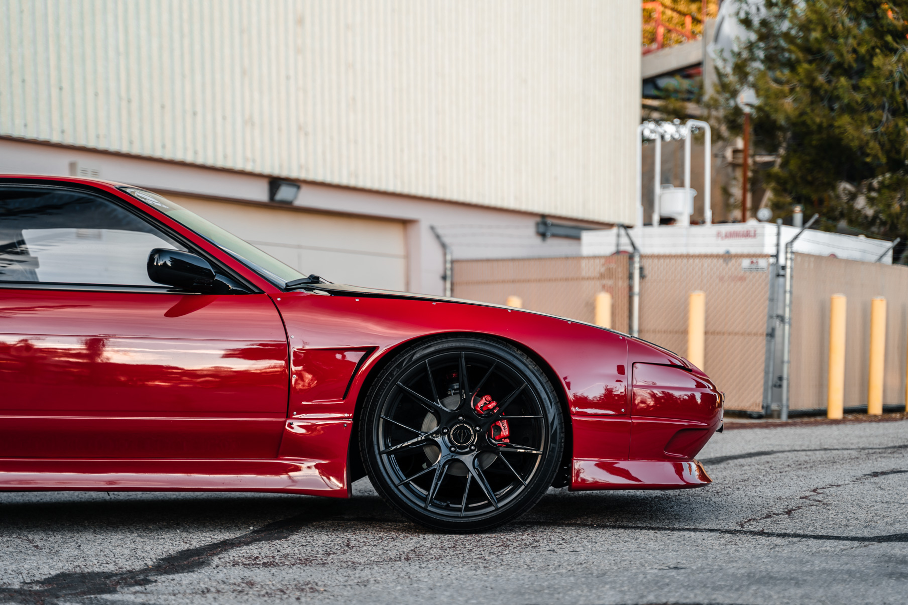 A 1991 Nissan 240SX on Blaque Diamond BD-F18 Gloss Black Wheels