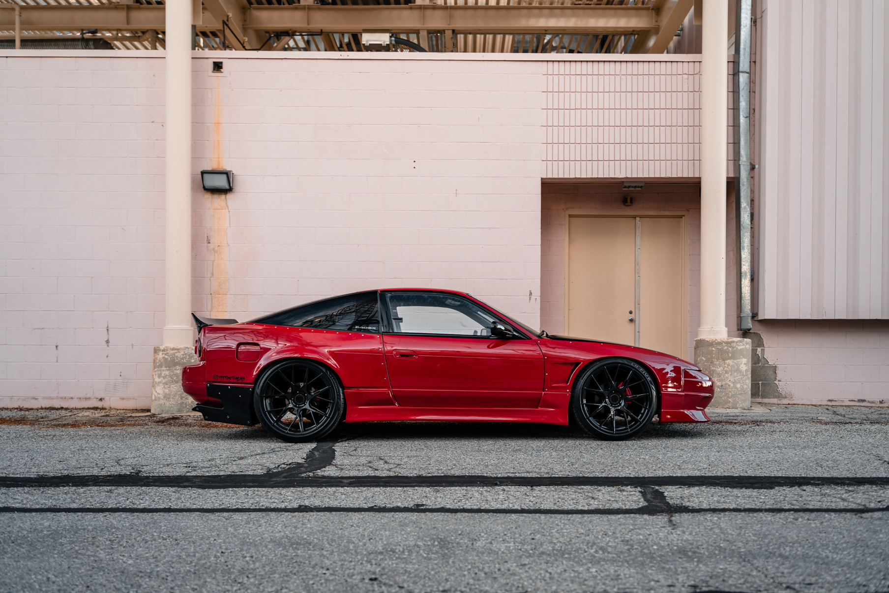 A 1991 Nissan 240SX on Blaque Diamond BD-F18 Gloss Black Wheels