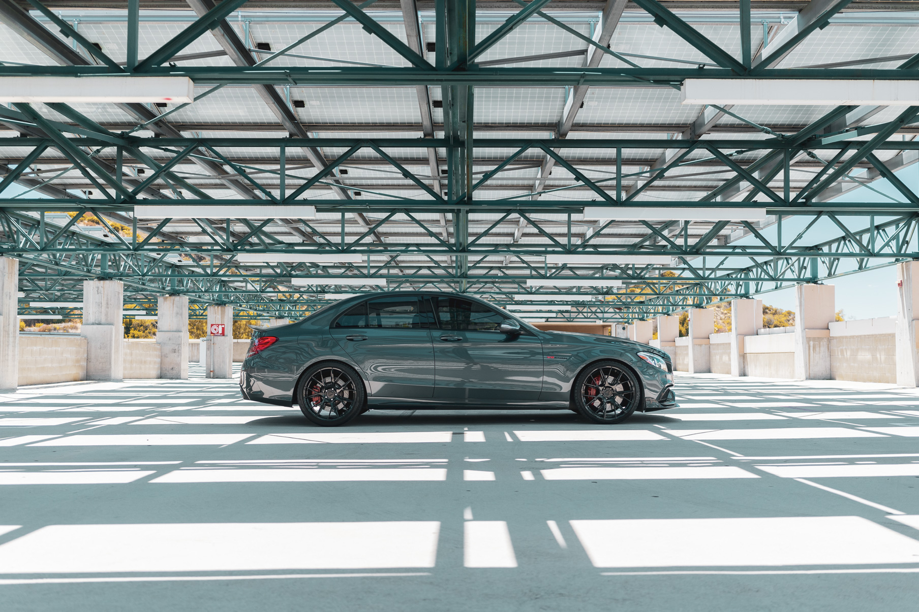 A 2018 Mercedes-Benz C63 on 20 Inch Blaque Diamond BD-F18 Gloss Black Wheels