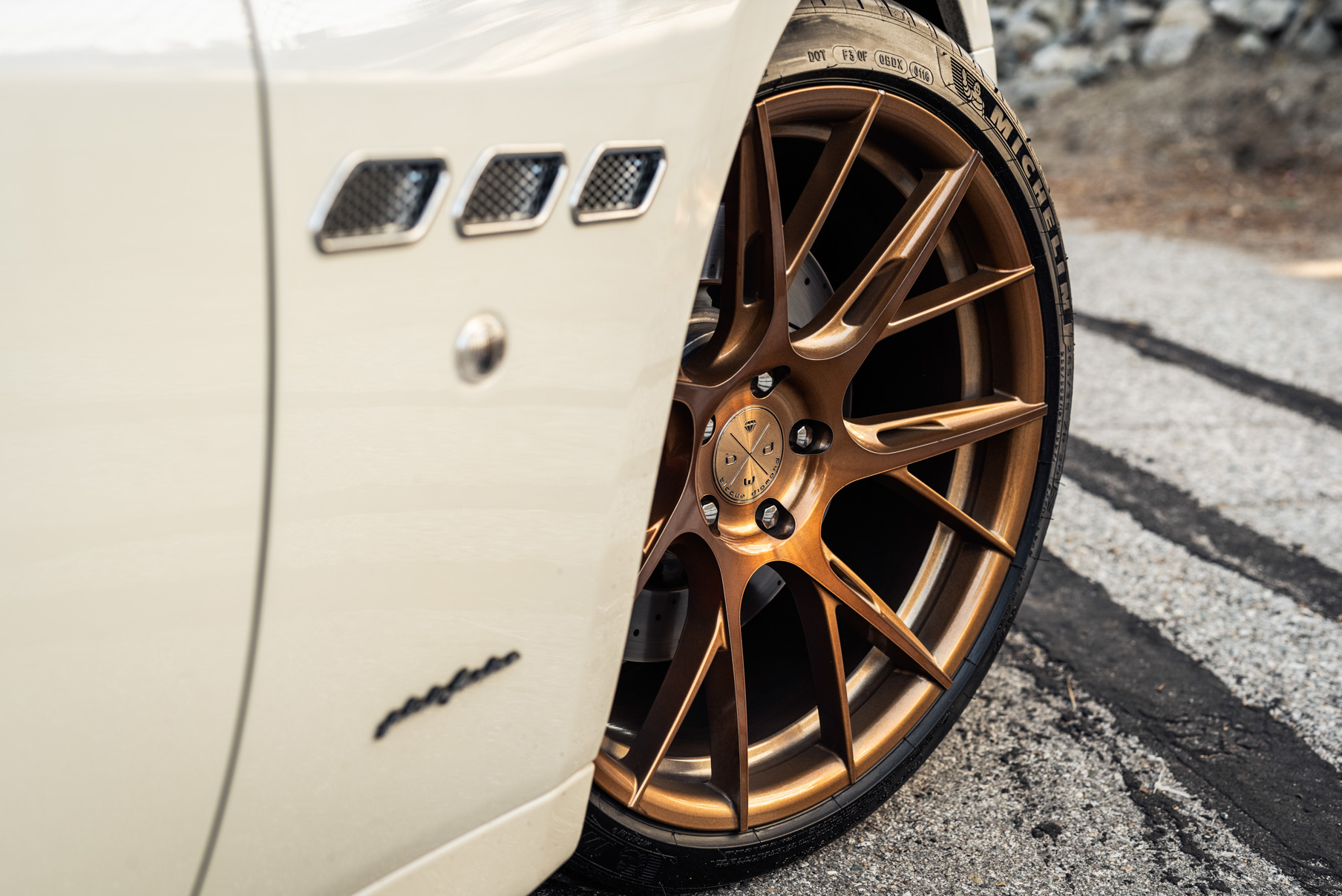 A 2019 Maserati GT on 22 Inch Blaque Diamond BD-F18 Bronze Wheels