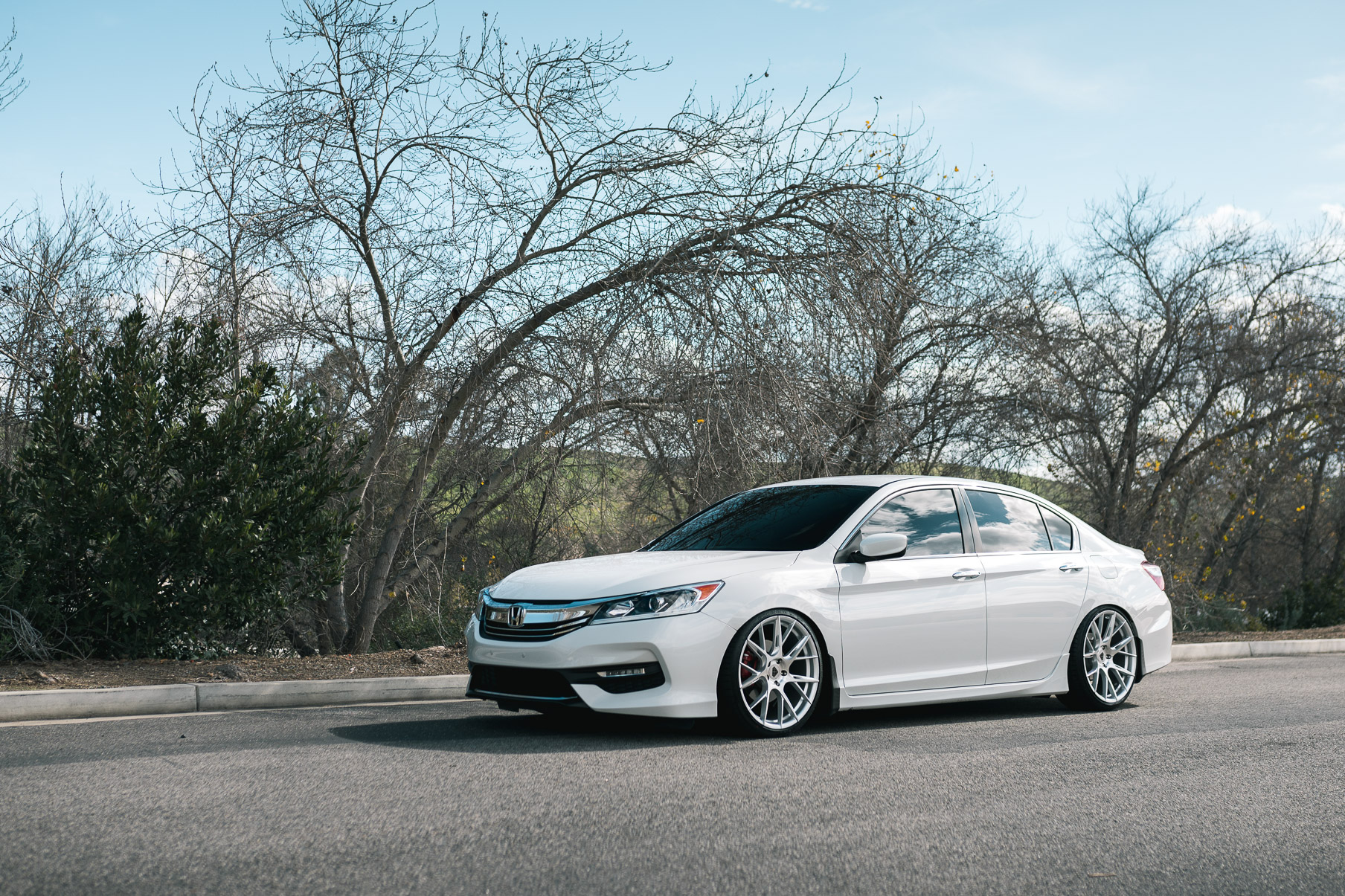 A 2017 Honda Accord on Blaque Diamond BD-F18 Brushed Silver Wheels