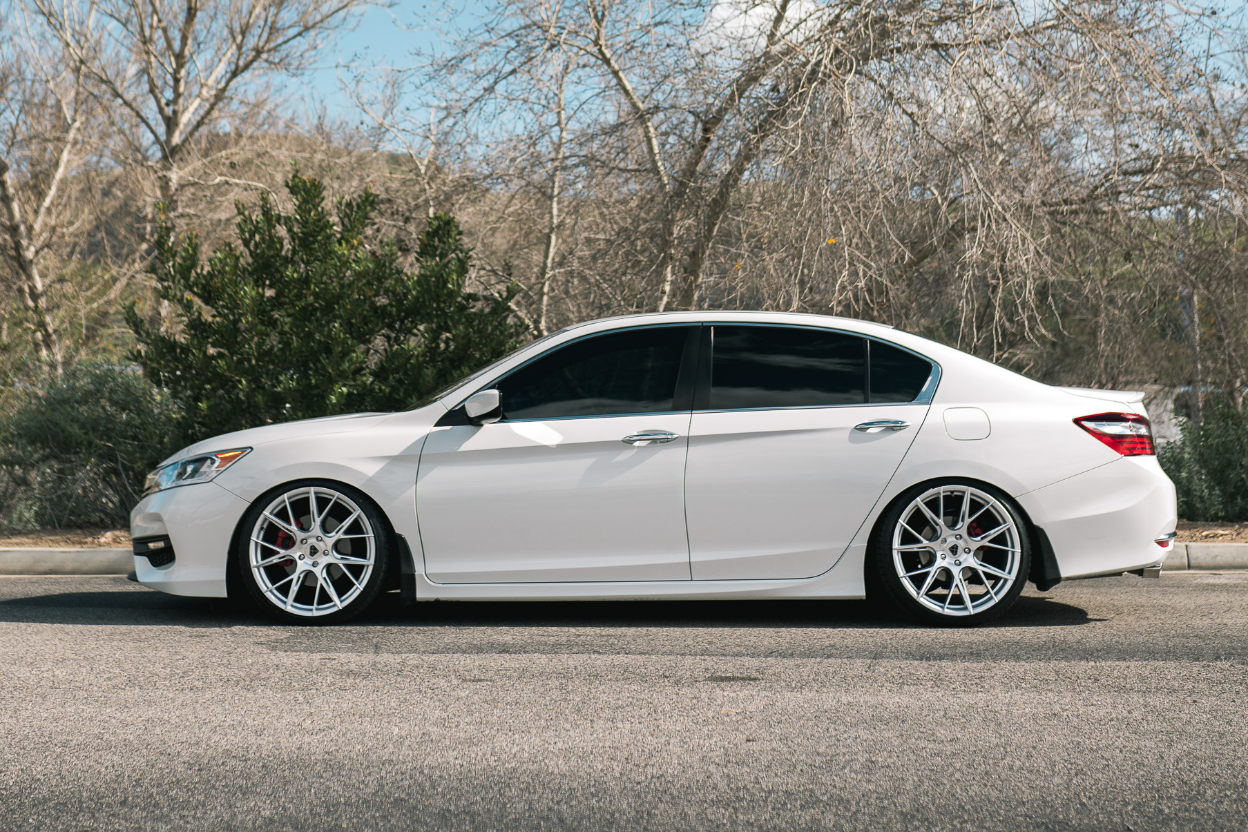 A 2017 Honda Accord on Blaque Diamond BD-F18 Brushed Silver Wheels