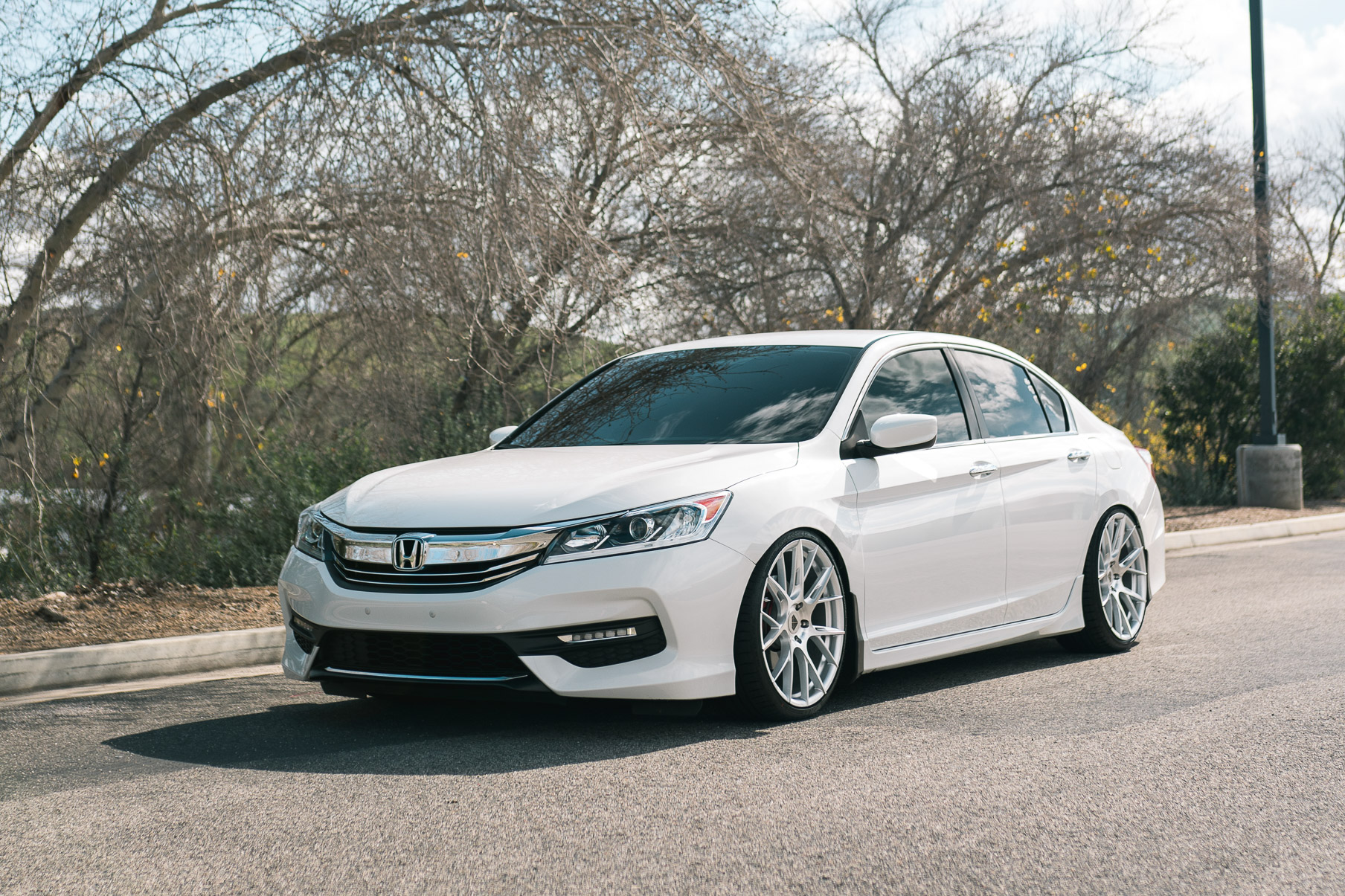 A 2017 Honda Accord on Blaque Diamond BD-F18 Brushed Silver Wheels