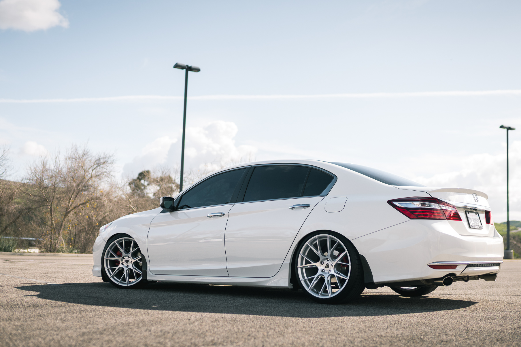 A 2017 Honda Accord on Blaque Diamond BD-F18 Brushed Silver Wheels