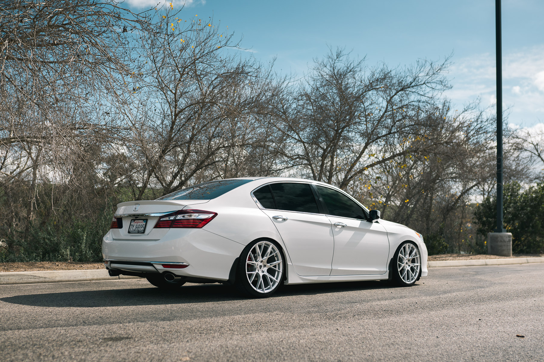 A 2017 Honda Accord on Blaque Diamond BD-F18 Brushed Silver Wheels