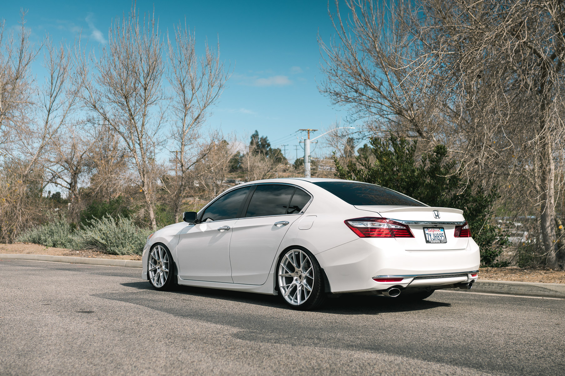 A 2017 Honda Accord on Blaque Diamond BD-F18 Brushed Silver Wheels