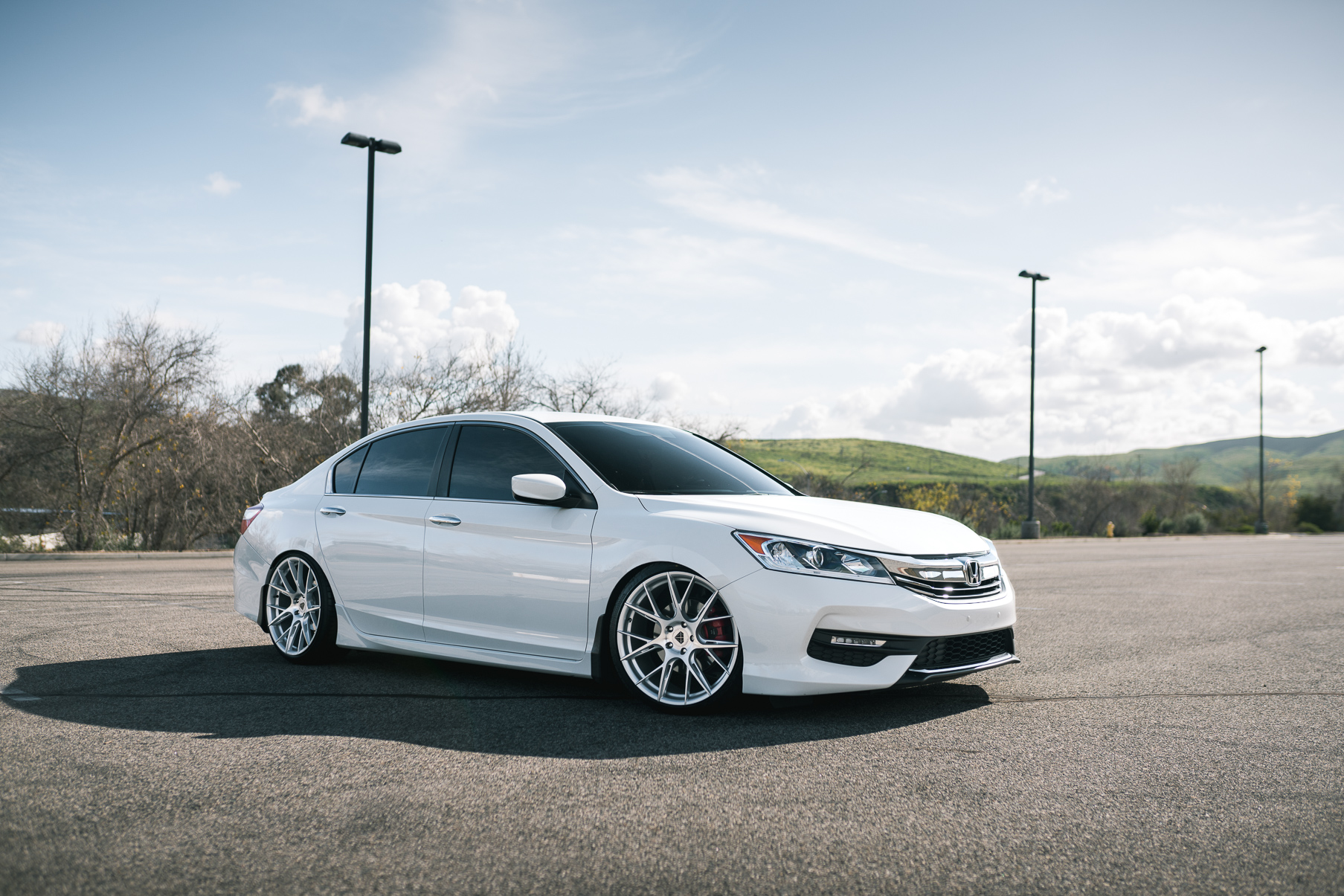 A 2017 Honda Accord on Blaque Diamond BD-F18 Brushed Silver Wheels