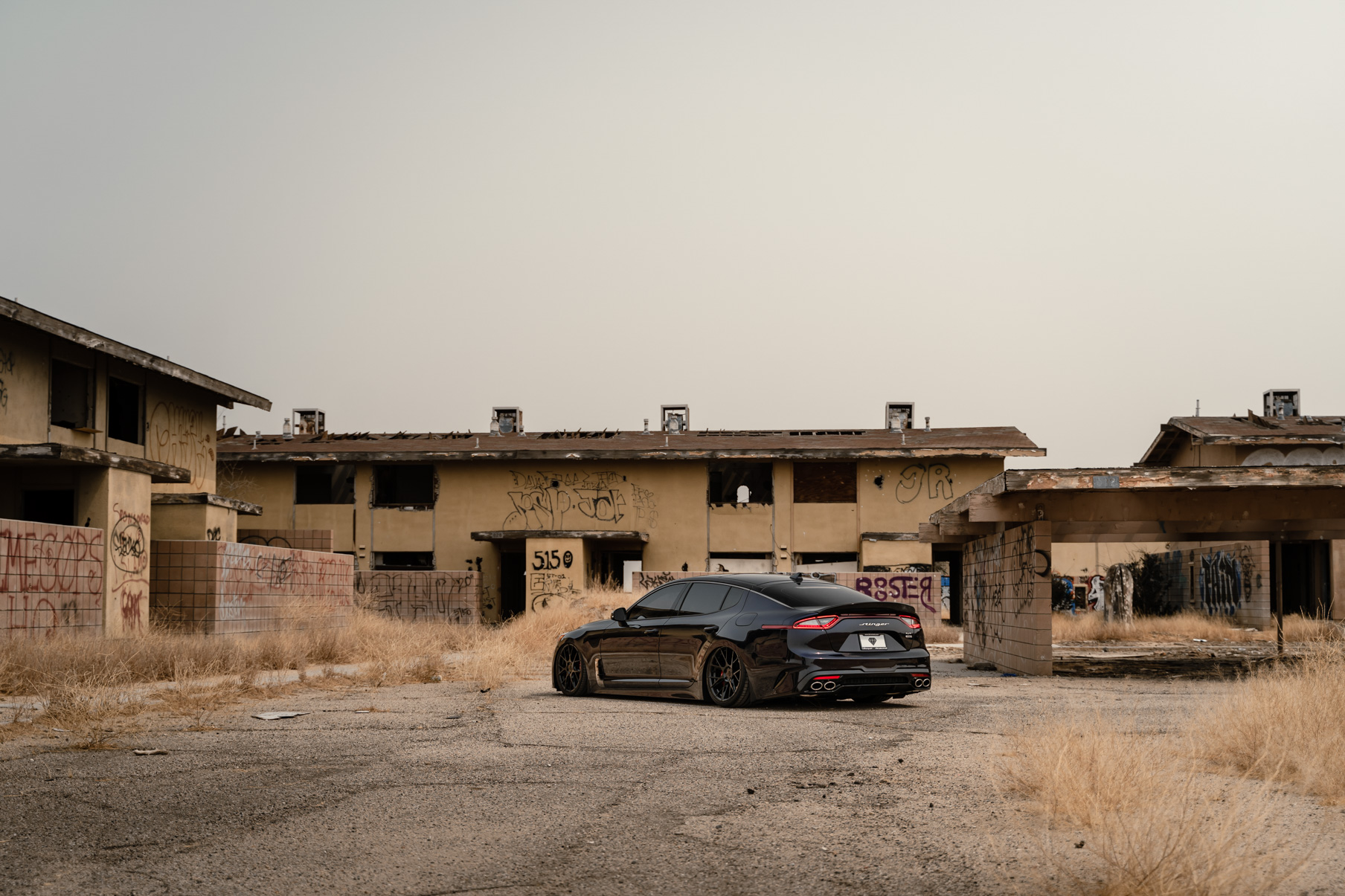 A 2020 Kia Stinger GT AWD on Blaque Diamond BD-F18 Gloss Black Wheels