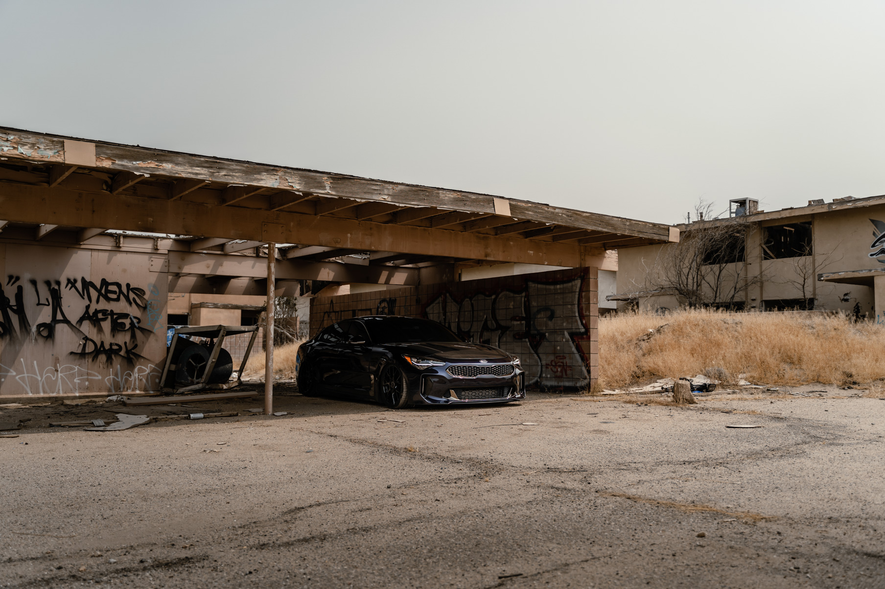 A 2020 Kia Stinger GT AWD on Blaque Diamond BD-F18 Gloss Black Wheels