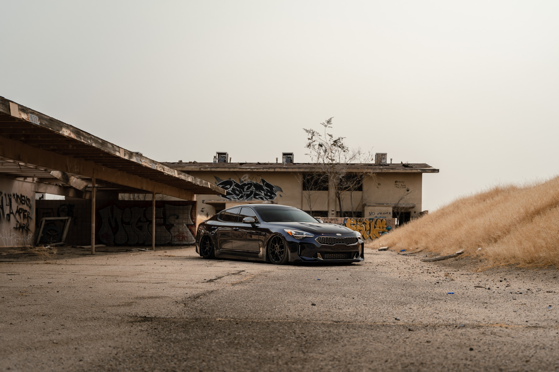 A 2020 Kia Stinger GT AWD on Blaque Diamond BD-F18 Gloss Black Wheels