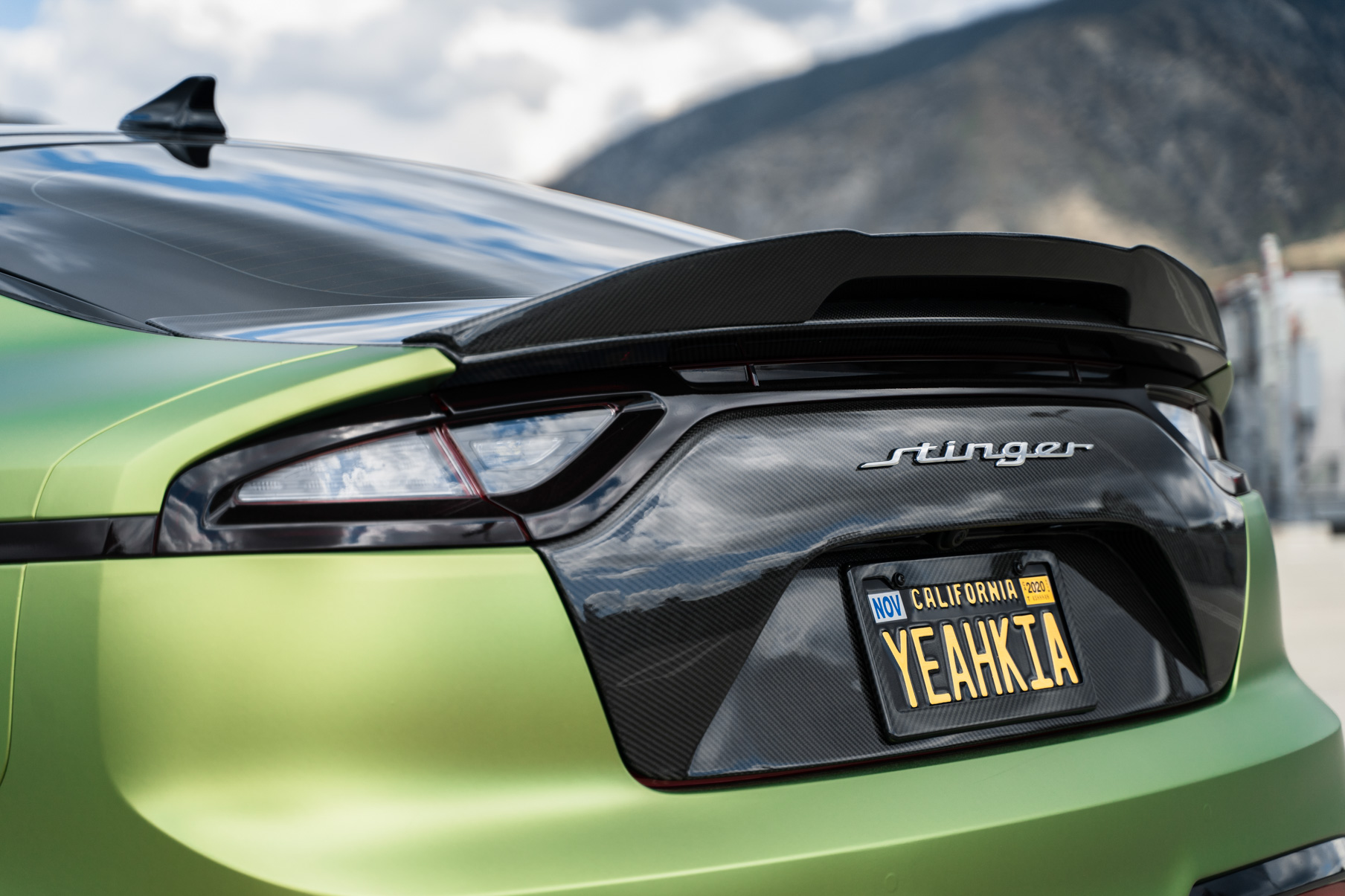 A 2019 Bagged Kia Stinger GT on 20 Inch Blaque Diamond BD-F18 Gloss Black Wheels