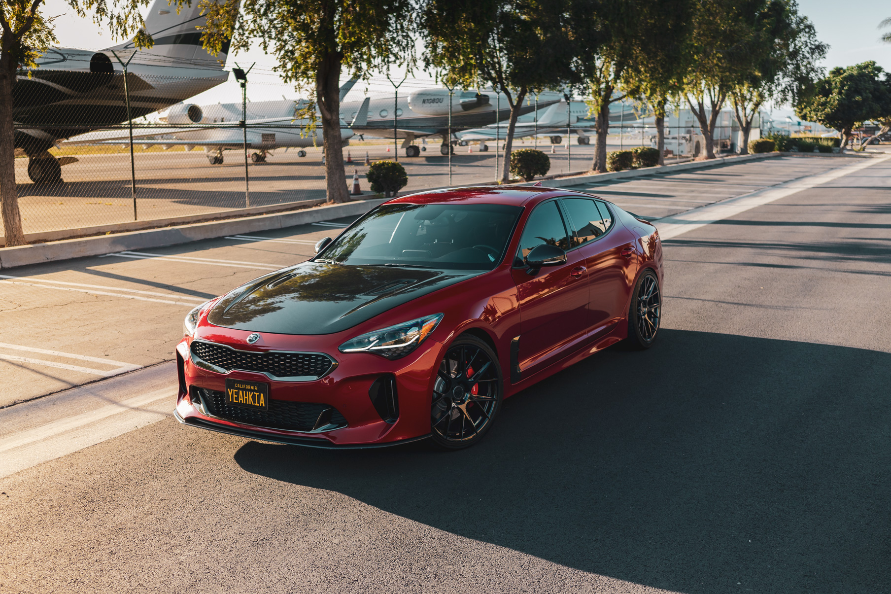 A 2018 Kia Stinger GT on Blaque Diamond BD-F18 Gloss Black Wheels