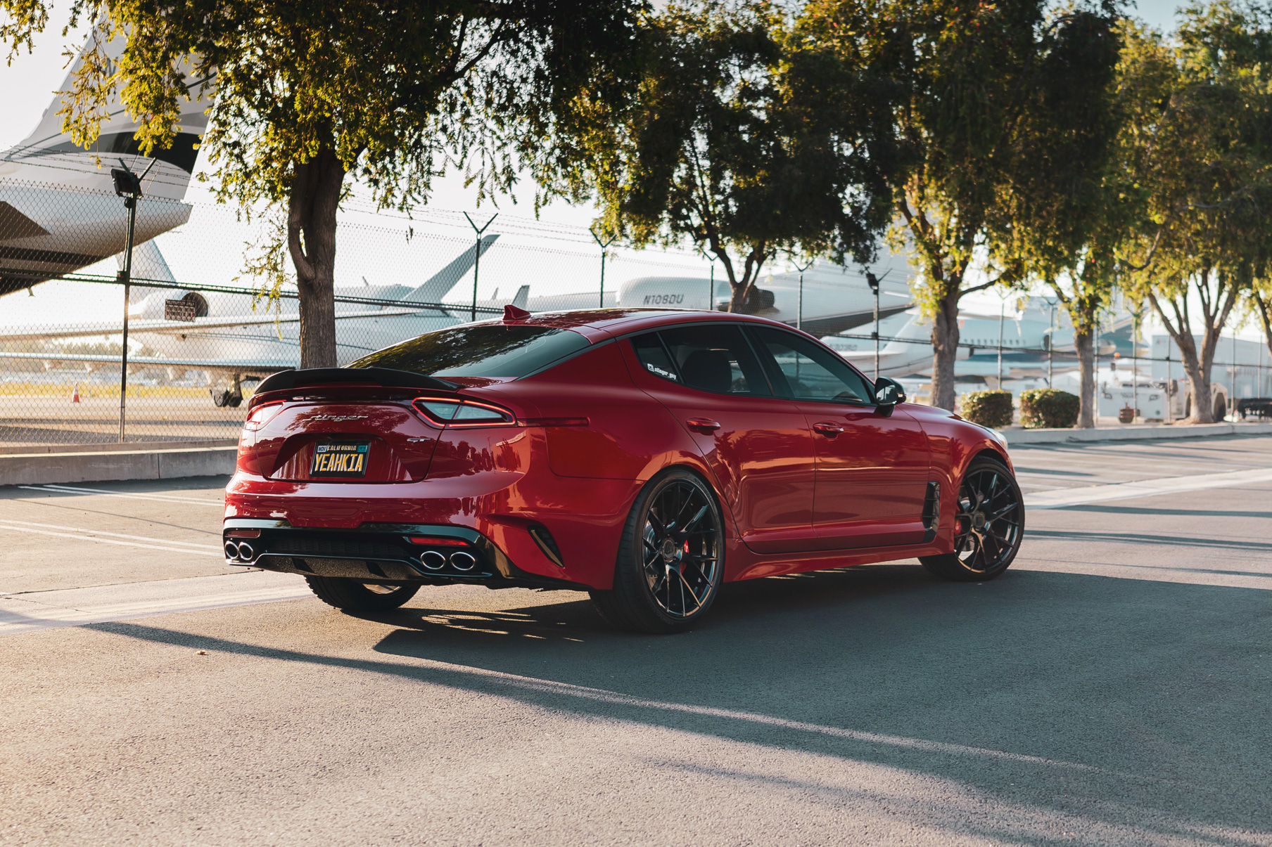 A 2018 Kia Stinger GT on Blaque Diamond BD-F18 Gloss Black Wheels