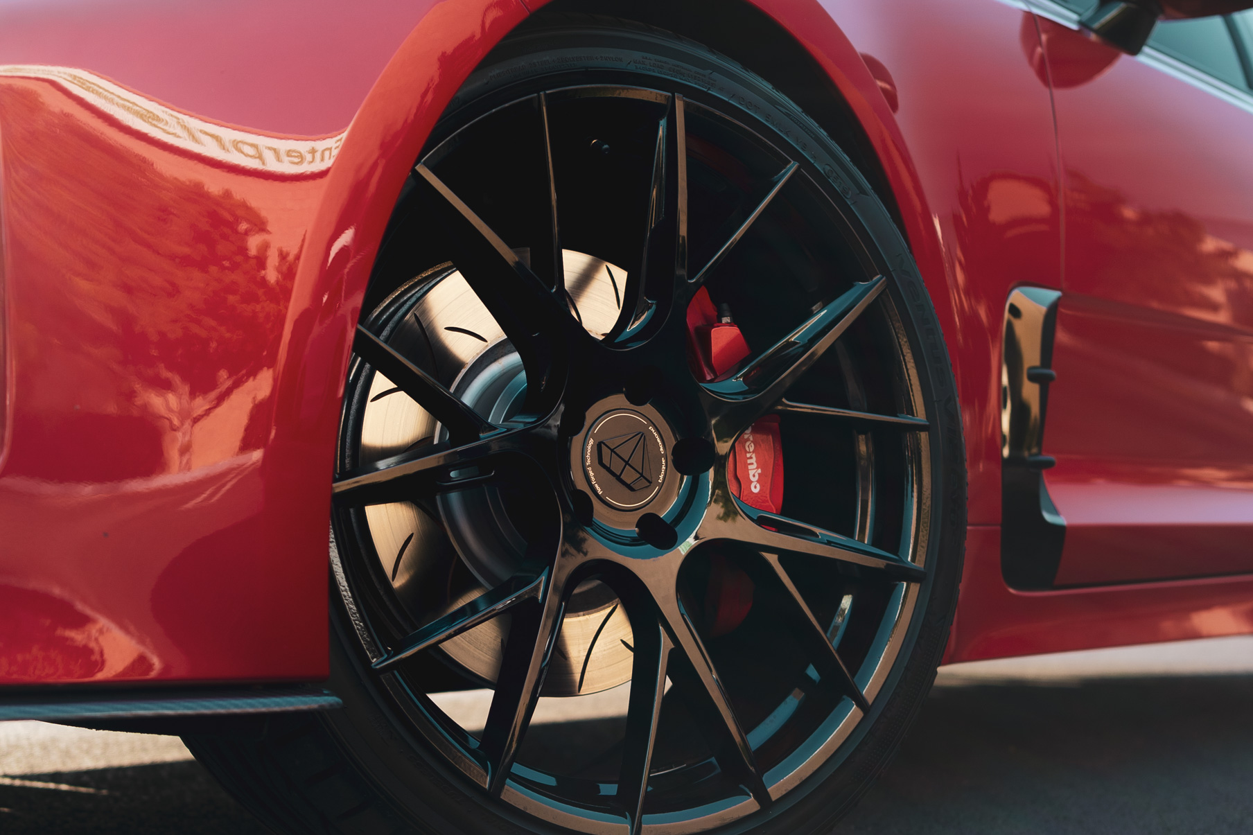 A 2018 Kia Stinger GT on Blaque Diamond BD-F18 Gloss Black Wheels