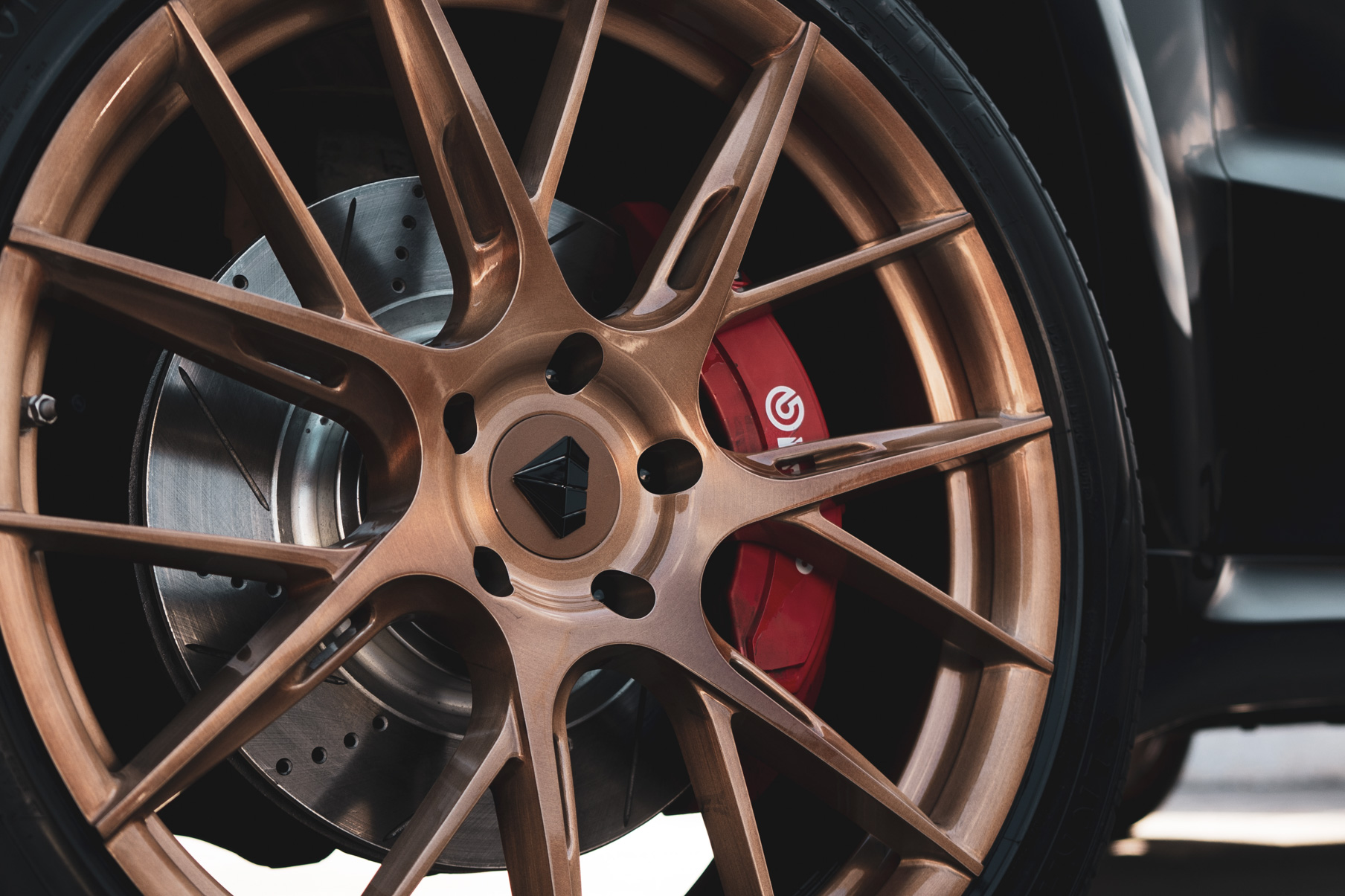 A 2020 Jeep SRT on 22 Inch Blaque Diamond Brushed Bronze Wheels