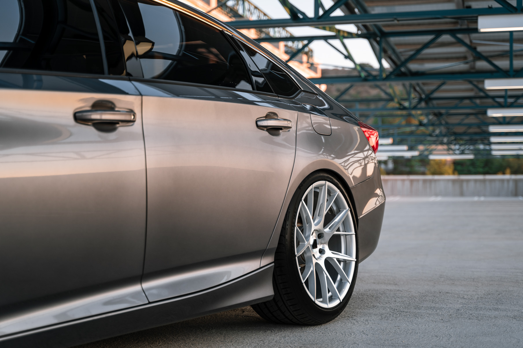A 2018 Honda Accord Sport 2.0T on 20 Inch Blaque Diamond Brushed Silver Wheels