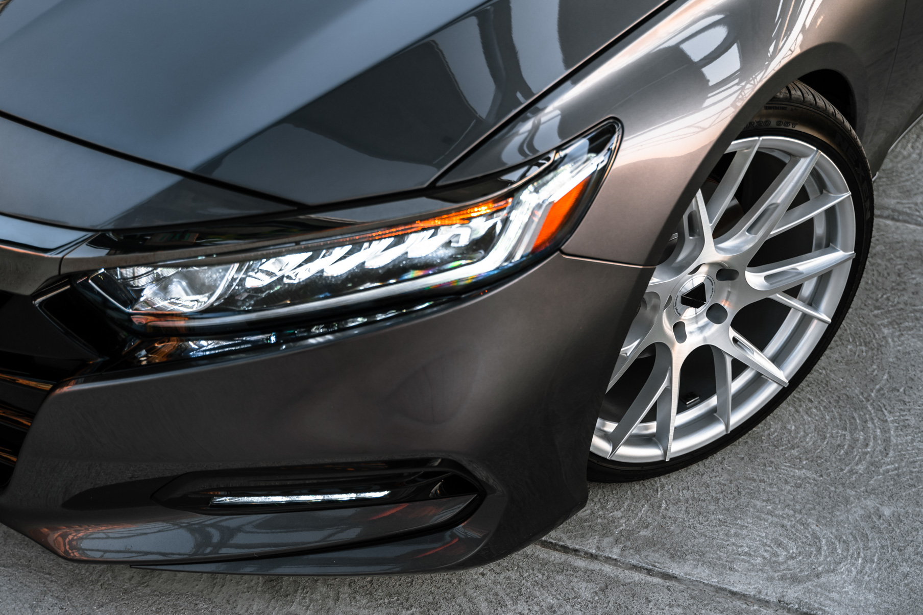 A 2018 Honda Accord Sport 2.0T on 20 Inch Blaque Diamond Brushed Silver Wheels