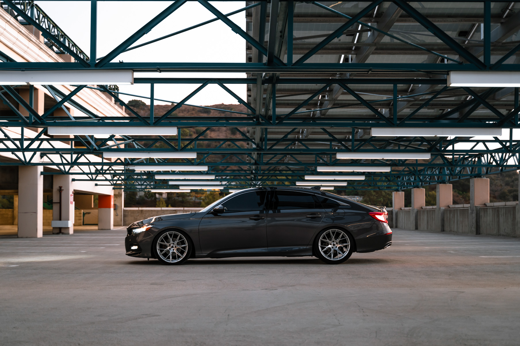 A 2018 Honda Accord Sport 2.0T on 20 Inch Blaque Diamond Brushed Silver Wheels