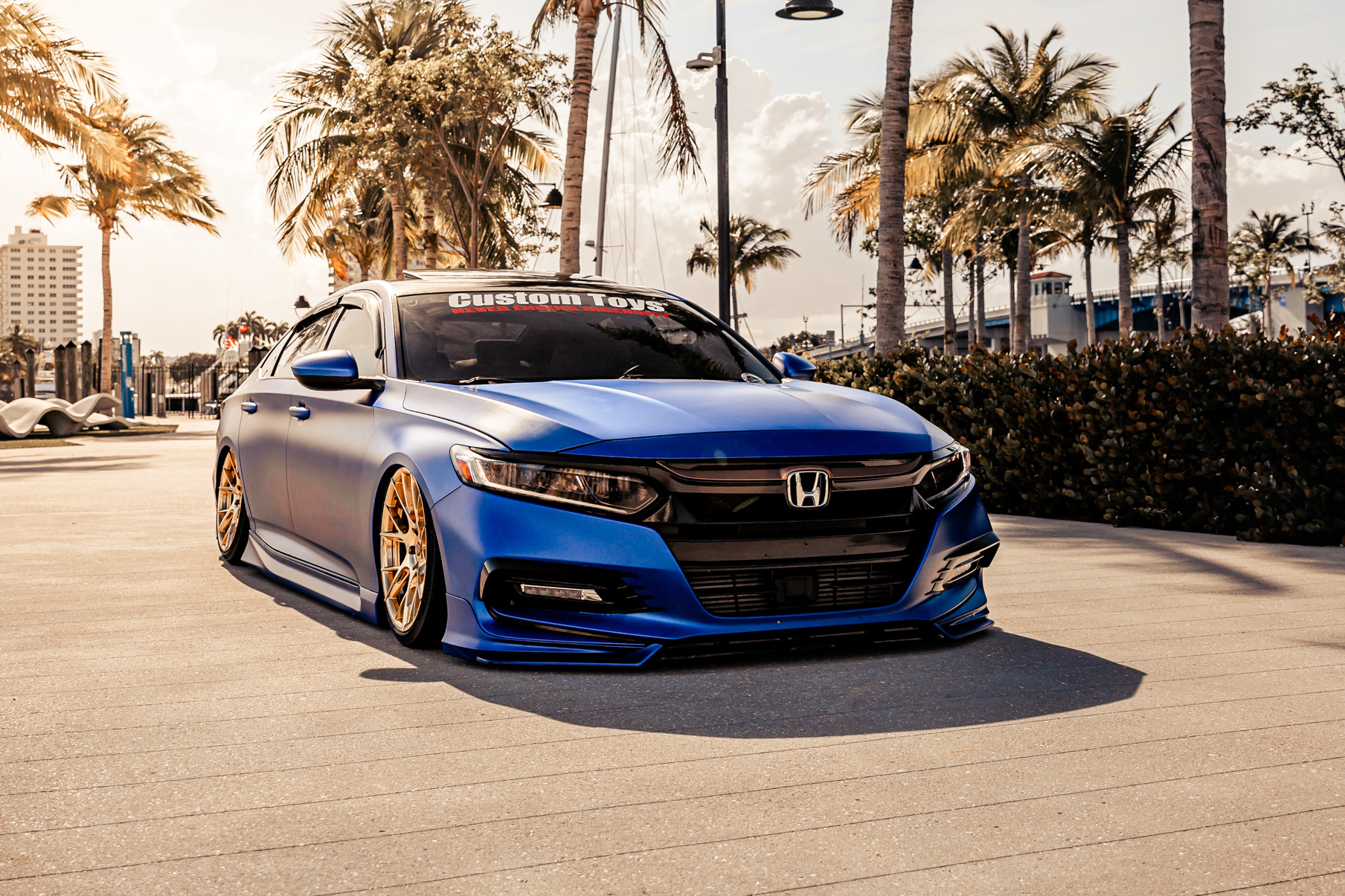 A 2018 Honda Accord Sport on 20 Inch Blaque Diamond BD-F18 Polished Rose Gold Wheels